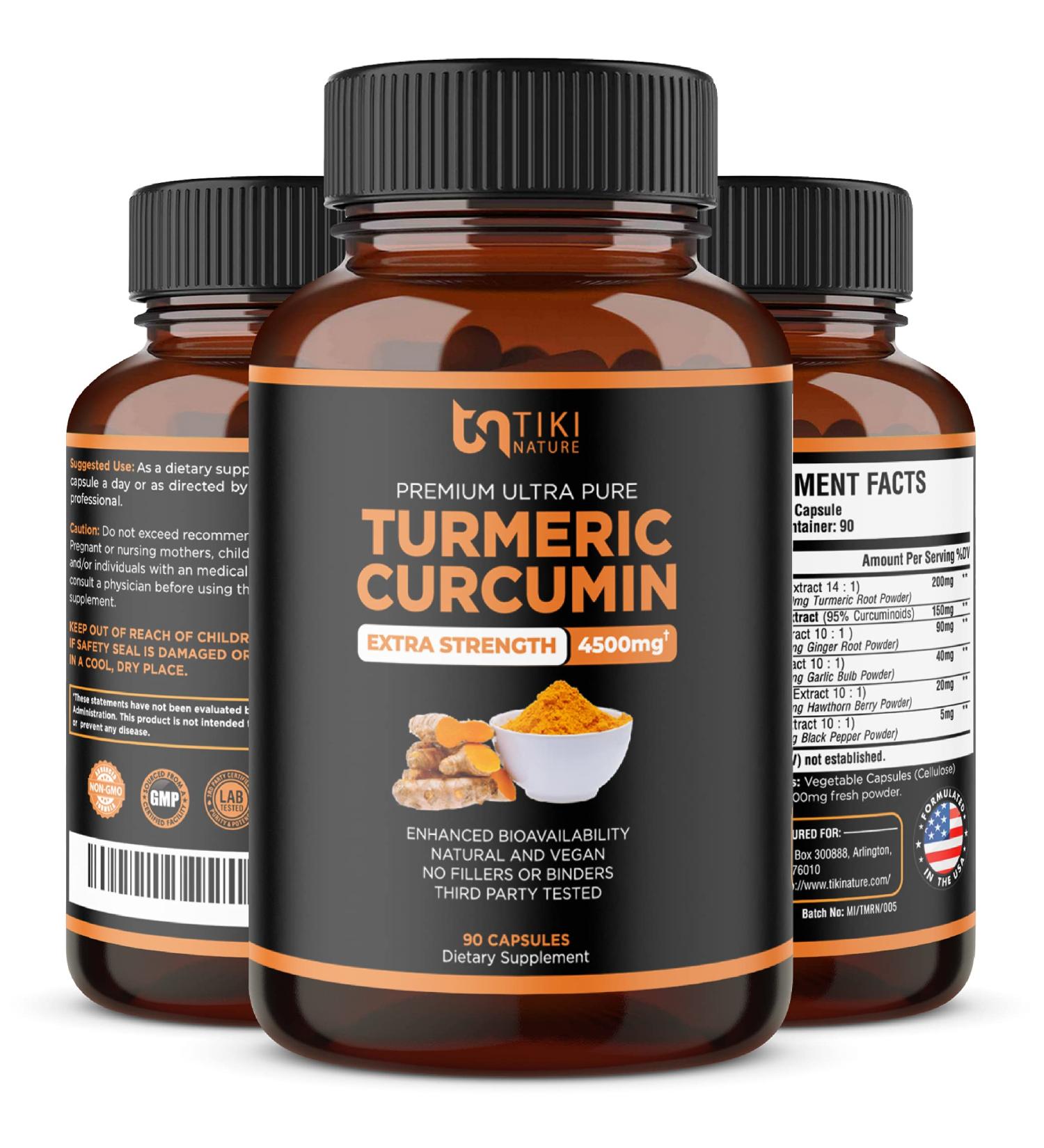 Turmeric Curcumin 5-in-1 4500mg - 3 Months Supply, Joint Pain Relief & Anti Inflammatory Supplement - Buy Online on GoSupps.com
