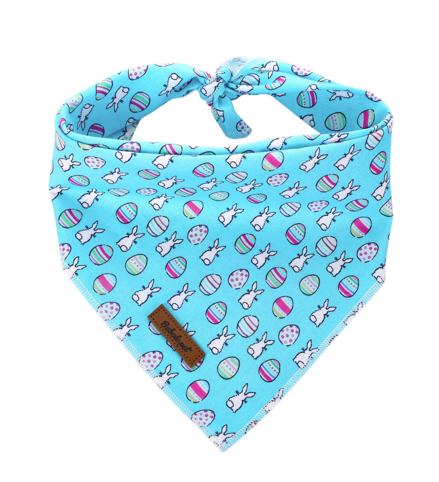 Pet Easter Gift Dog Bandana - Washable Rabbit Egg Design Scarf for Dogs | Adjustable Bib for Small, Medium, Large Dogs (L Blue) - Buy Online on GoSupps.com