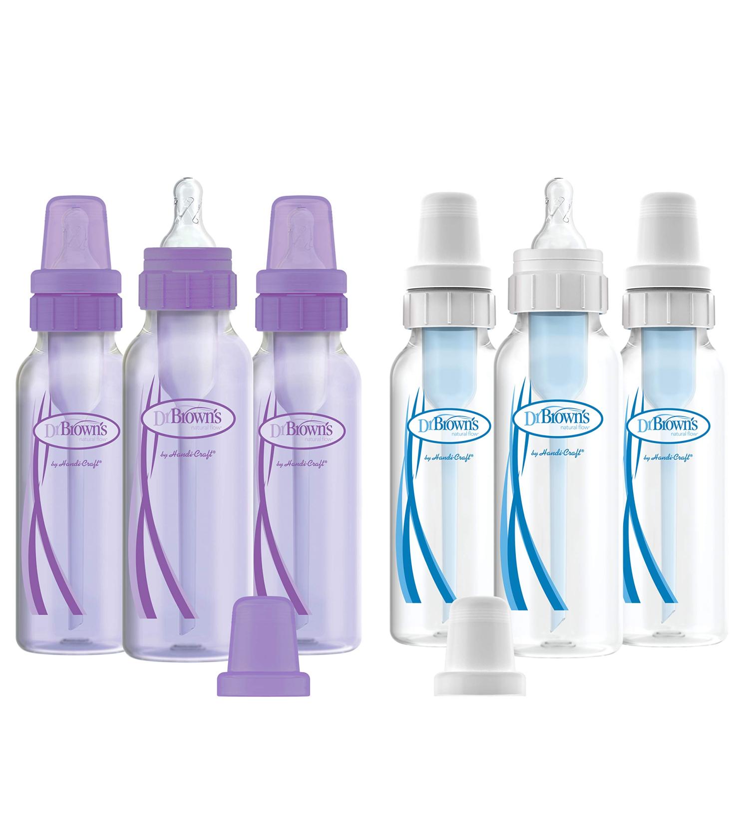 Dr. Brown's Original Baby Bottles 8oz/250ml Purple/Clear 6 Pack - Buy Online on GoSupps.com