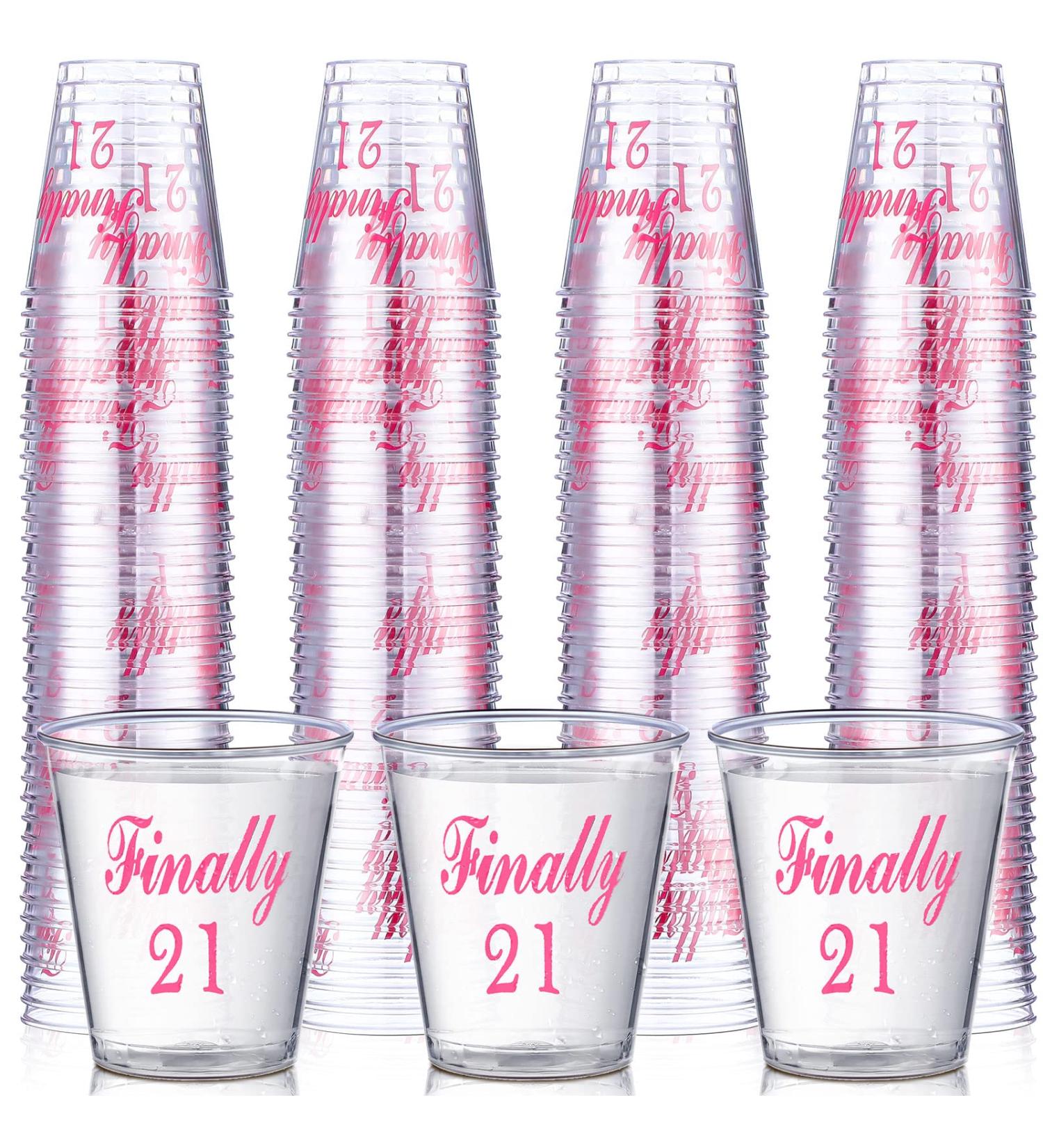 Nuogo 100 Pcs Finally 21 Plastic Shot Glass - 21st Birthday Gift & Decorations for Her | Party Supplies - Buy Online on GoSupps.com
