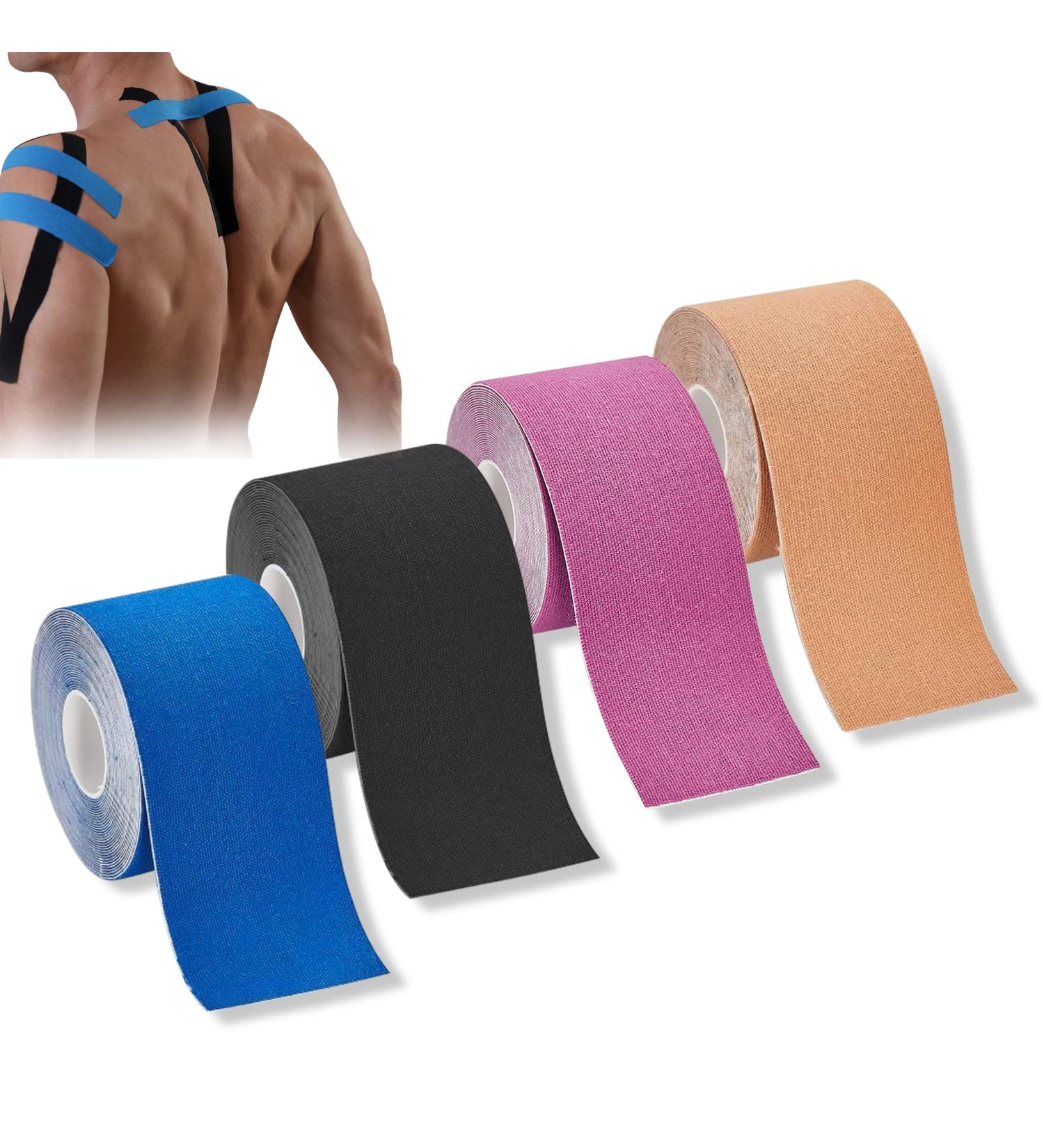 4 Rolls Kinesiology Tape 5cm x 80m Athletic Sport Tap Breathable Elastic Uncut Therapeutic Sports Tape for Sports Muscle Support - Buy Online on GoSupps.com