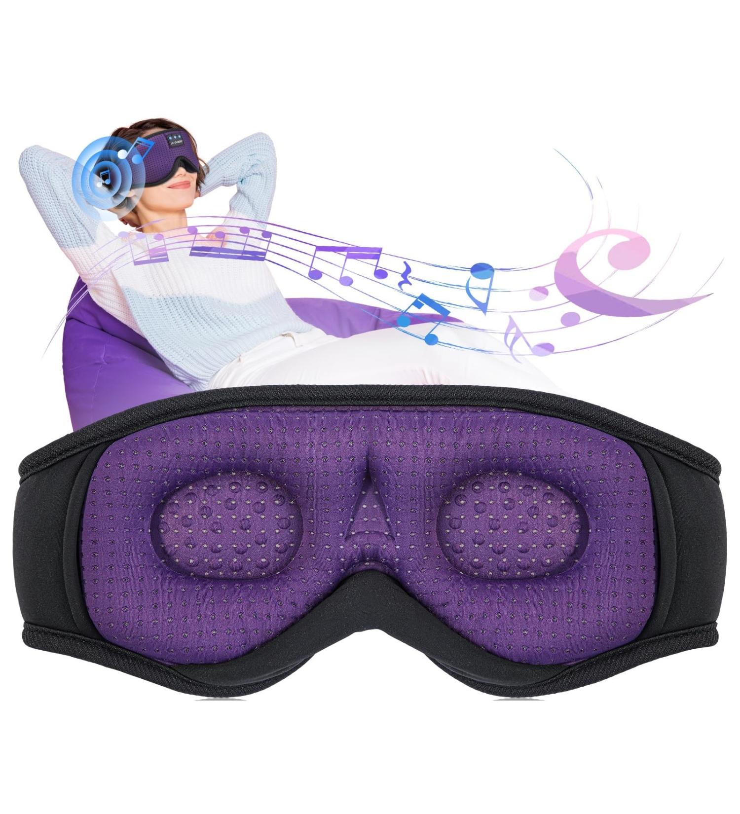 LC-Dolida 3D Bluetooth Sleep Mask with Headphones - Perfect for Meditation & Side Sleepers - Ideal Gift for Men & Women - Comfortable 3D Purple Eye Mask - Buy Online on GoSupps.com