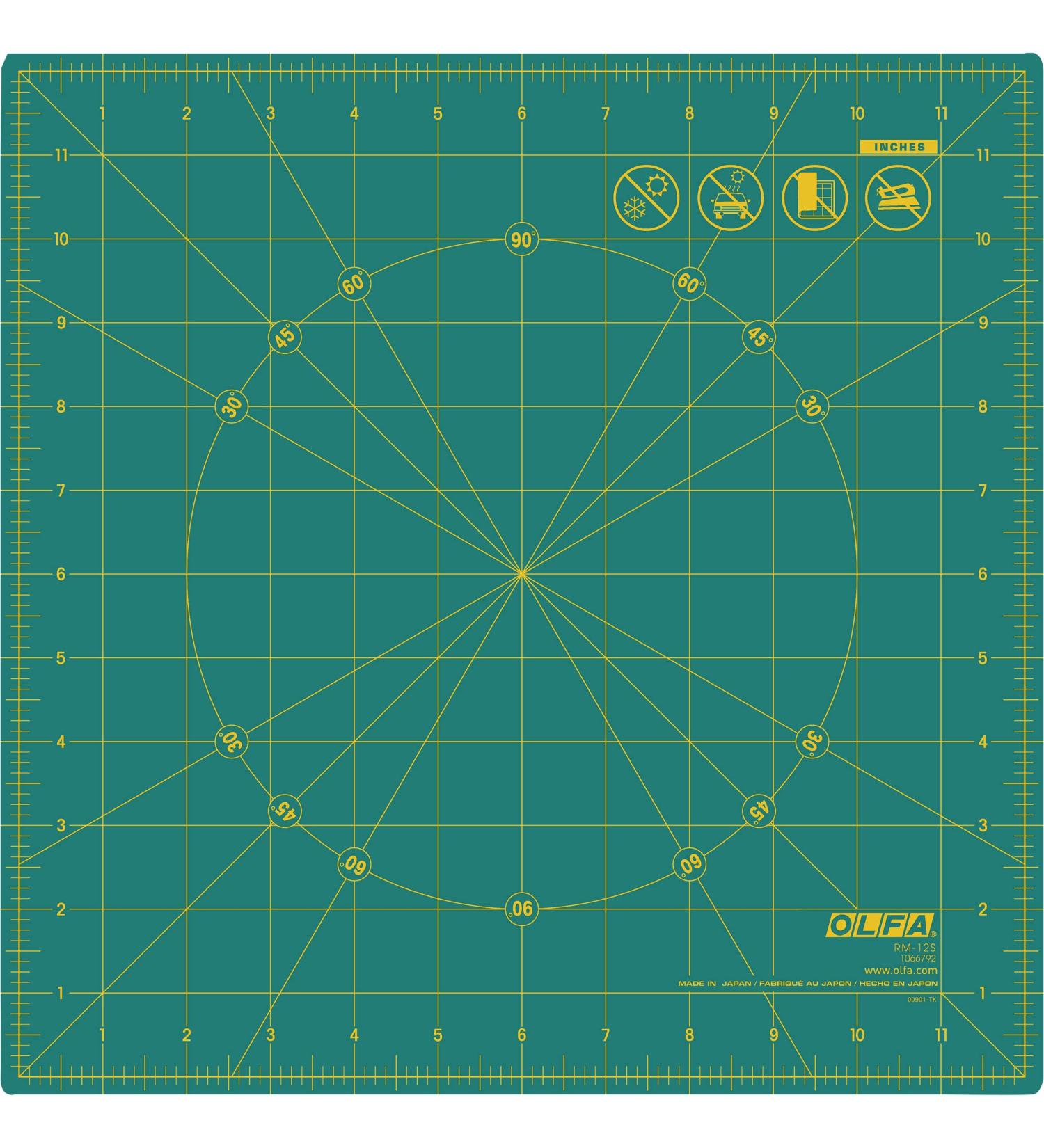 OLFA 12x12 Rotating Cutting Mat - Self Healing Rotary Mat for Sewing, Quilting & Crafts | 360 Degree Rotation | Green, 12 x 12 Inches - Buy Online on GoSupps.com