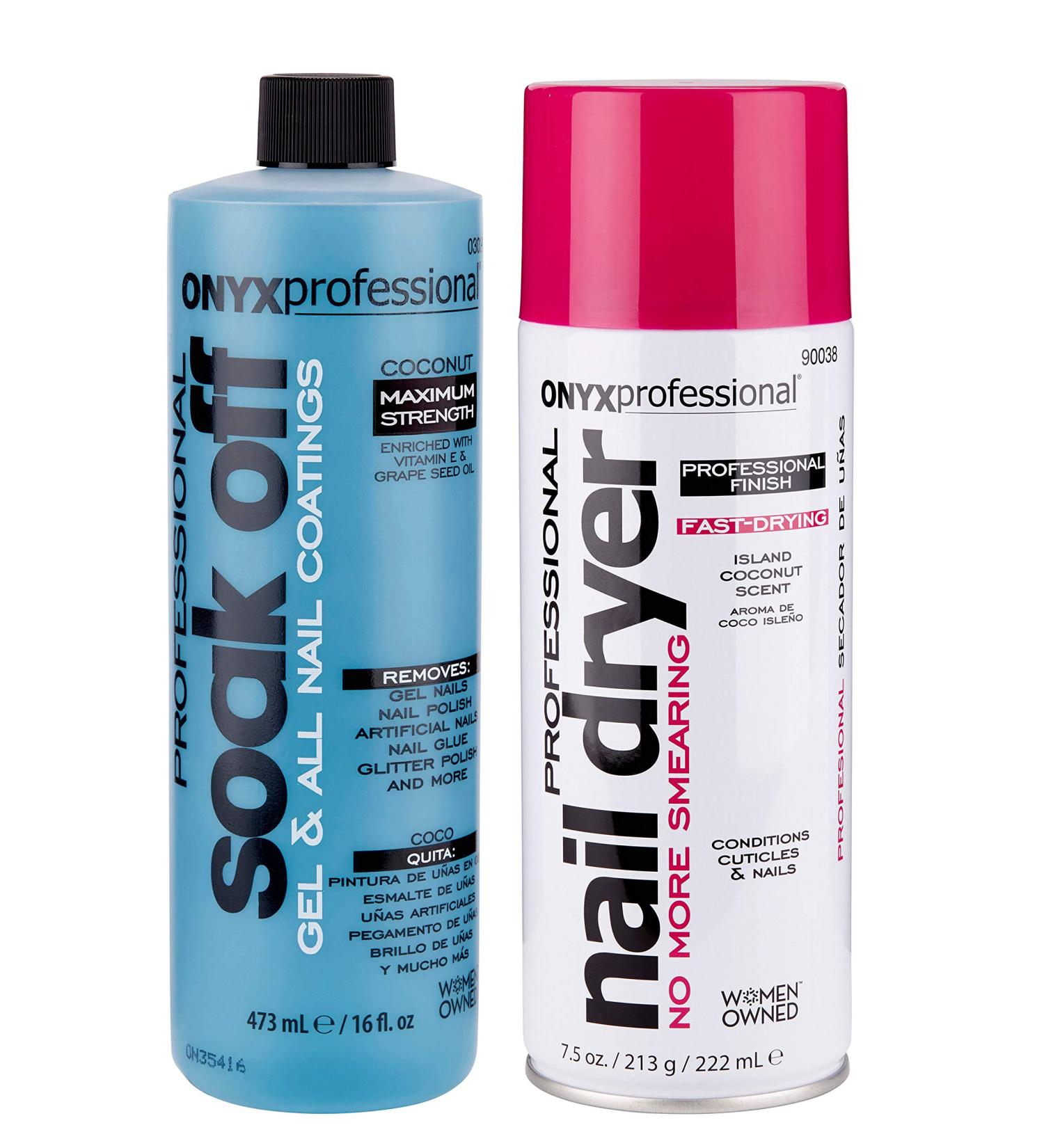 Onyx Professional Coconut Nail Polish Remover 16oz & Nail Dryer 7.5oz Set - Coconut Scented | 2 Piece Combo - Buy Online on GoSupps.com