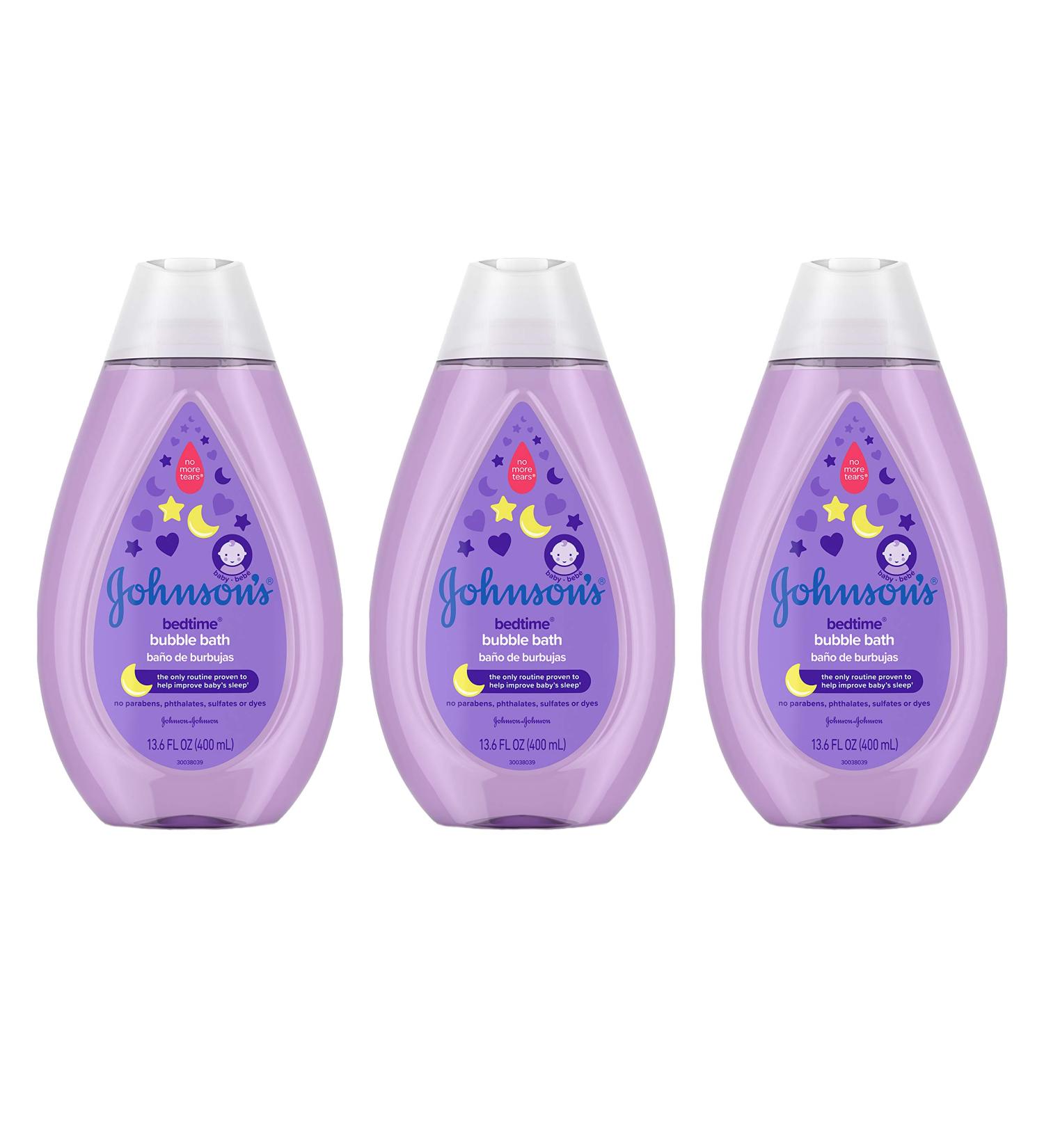 Johnson's Bedtime Baby Bubble Bath Pack of 3 - NaturalCalm Aromas, Hypoallergenic, Sulfate-Free - 13.6 fl. oz - Buy Online on GoSupps.com