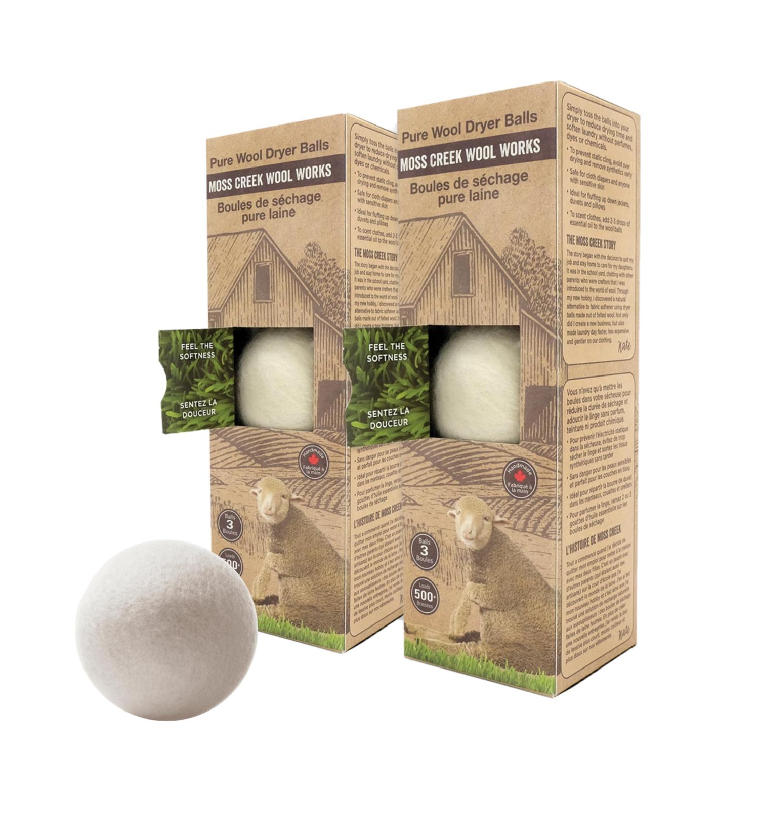 Moss Creek - Wool Dryer Balls - Reusable Dryer Balls for Laundry - Anti Static Fabric Softener Balls - Eco-Friendly Laundry Balls for Dryer - 3 XL Wool Dryer Balls per pack - 2 Pack White 3 Count (Pack of 2) White - Buy Online on GoSupps.com