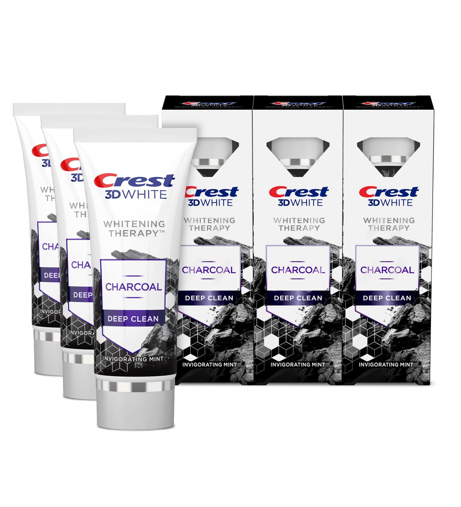 Crest 3D White Whitening Charcoal Toothpaste, Invigorating Mint - 3.5oz (Pack of 3) - Buy Online on GoSupps.com