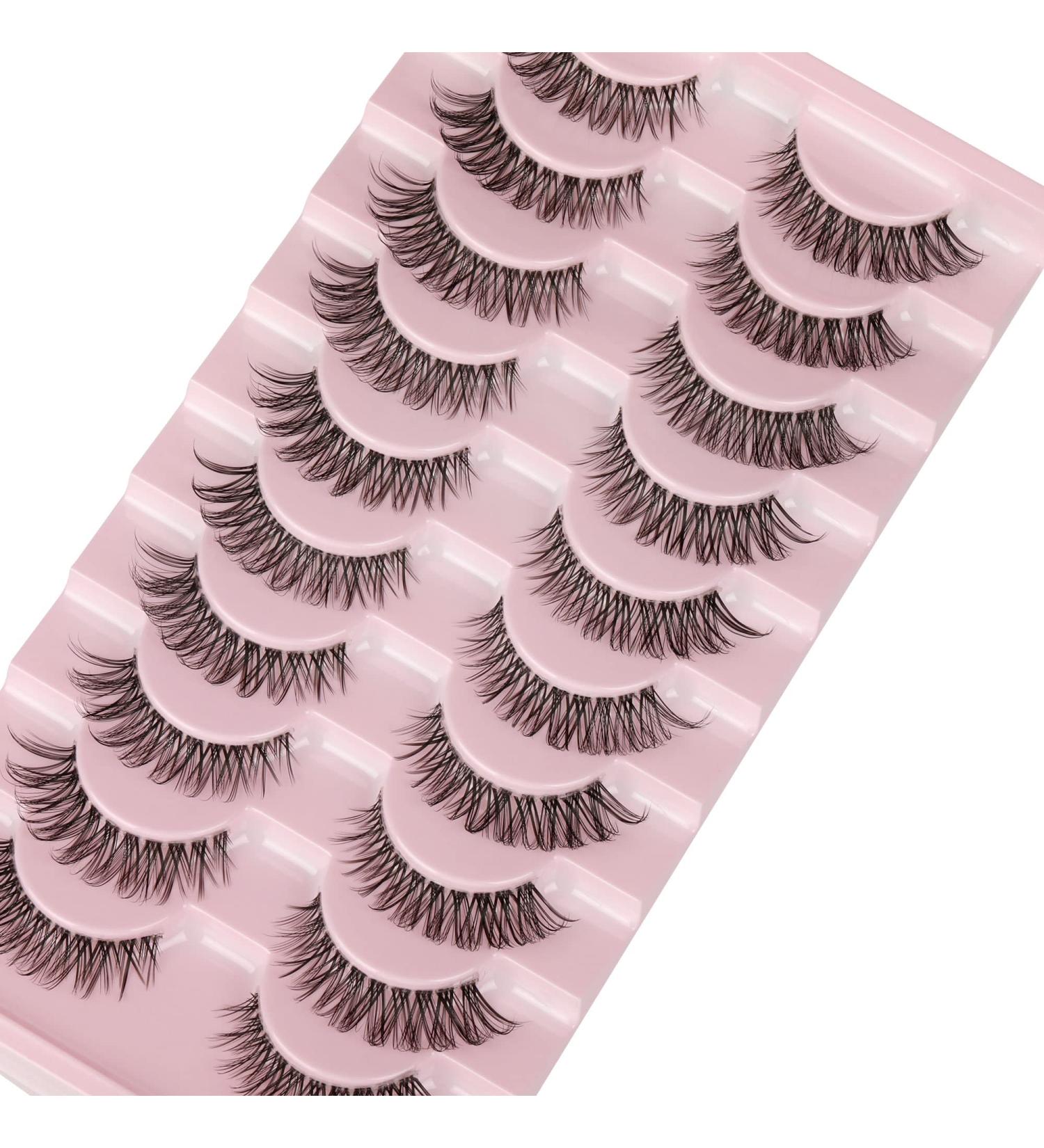 Wiwoseo 14mm Cat Eye Wispy Russian False Eyelashes - 3D Effect, 10 Pairs - Buy Online on GoSupps.com