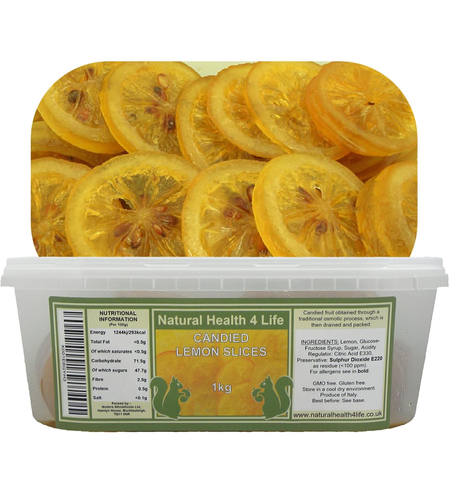 Natural Health 4 Life Cake Baking Ingredients Candied Lemon Slices 1 kg in Recyclable Tub (1 Tub) - Buy Online on GoSupps.com