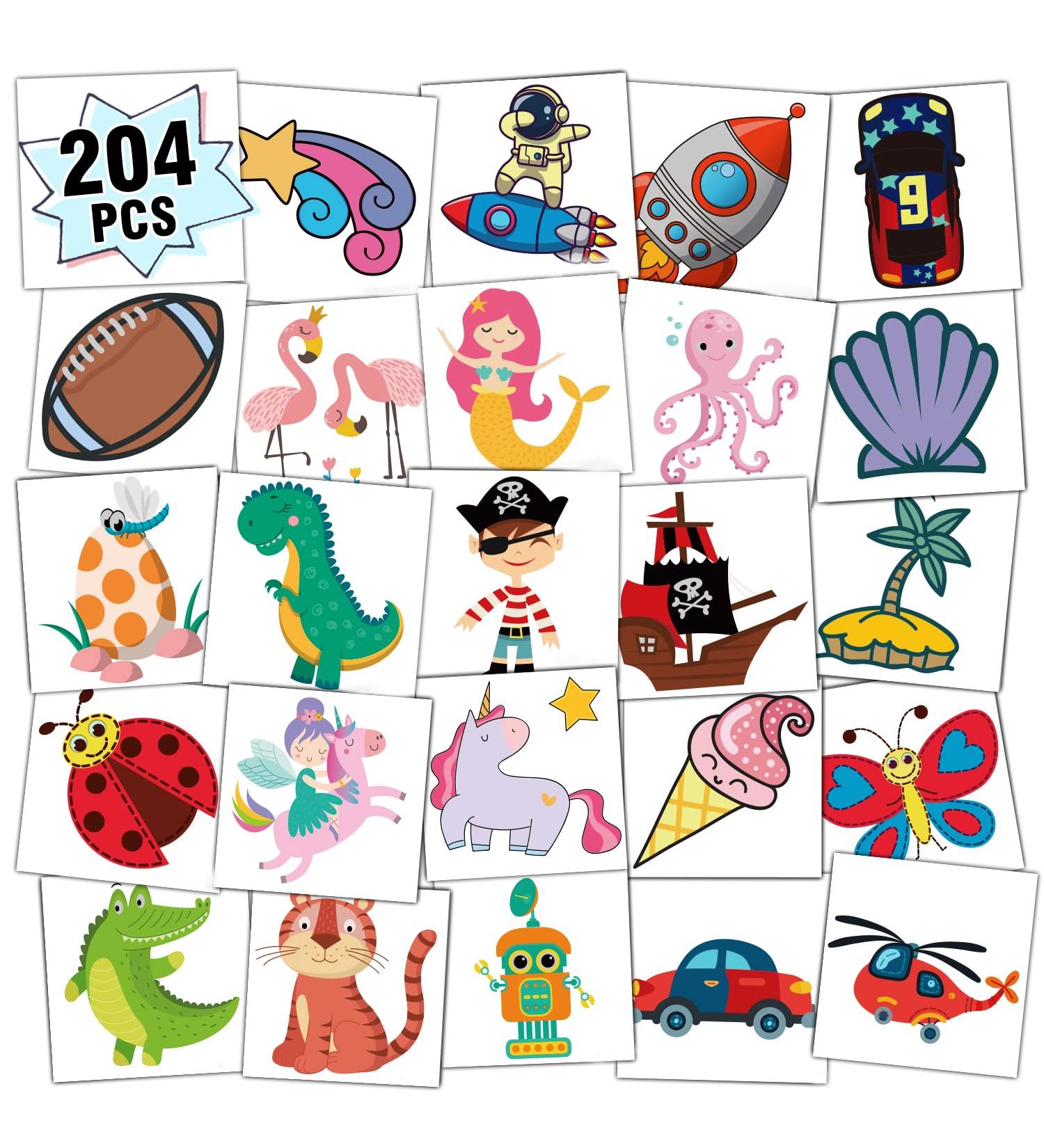 Partywind Kids Temporary Tattoos - 204 PCS Fake Tattoo Stickers for Kids Party Favors & Decorations - Buy Online on GoSupps.com