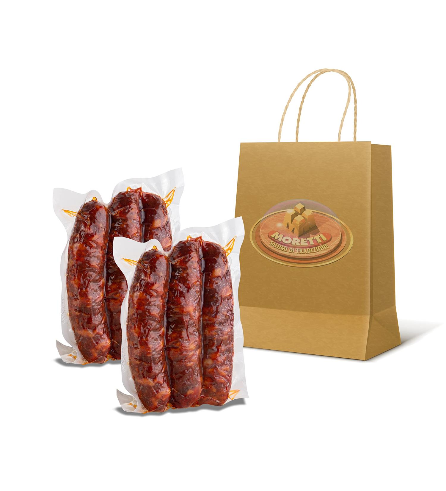 Salami factory Moretti Moretti Traditional Seasoned Sausage 600g 700g Vacuum packed 2 packs Sweet or Spicy with Calabrian Chili Traditionally dried Made in Calabria With Sweet Chili Pepper - Buy Online on GoSupps.com
