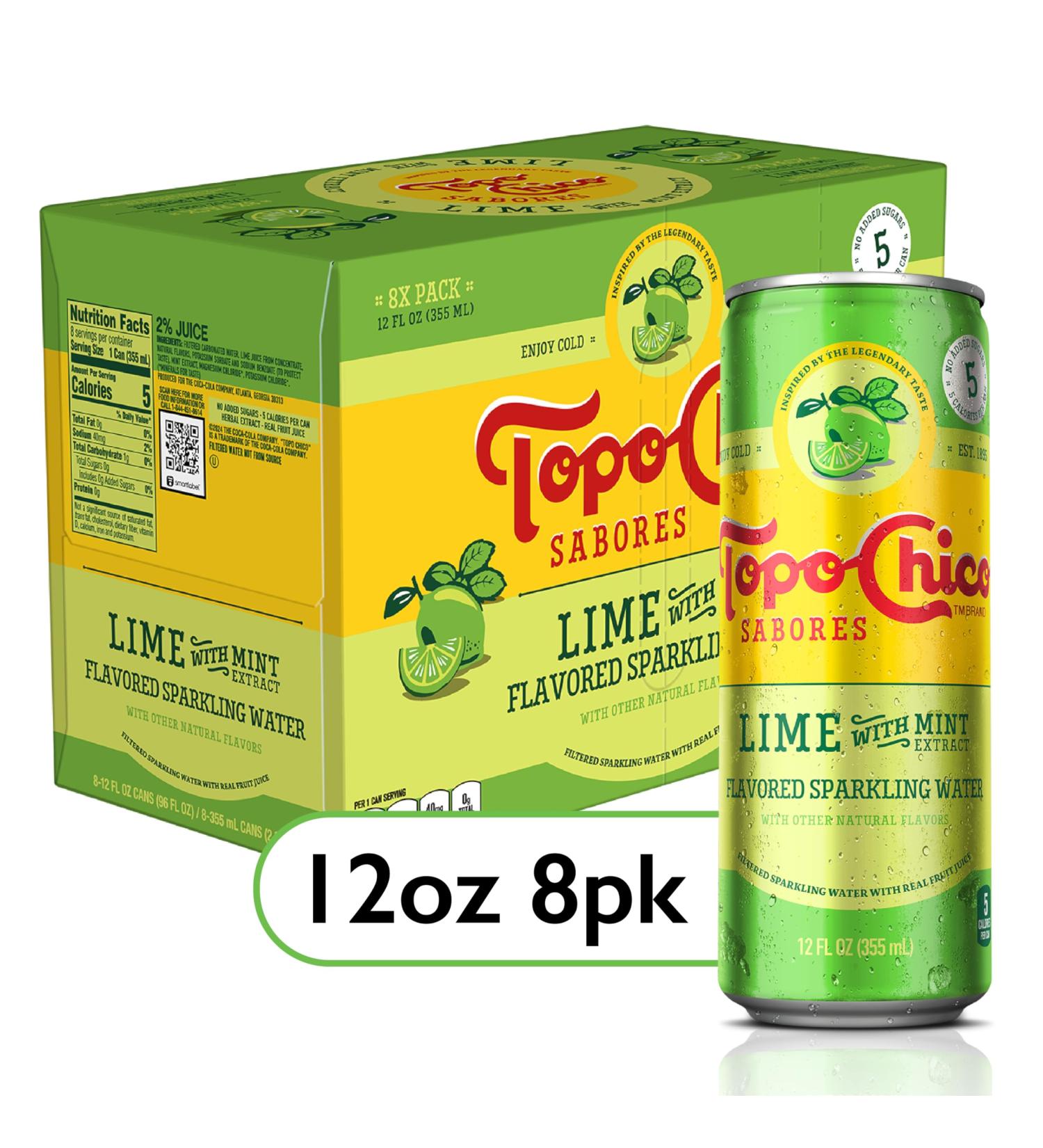 Topo Chico Sabores Lime with Mint Extract 12oz 8pk - Refreshing Sparkling Water | Shop Internationally - Buy Online on GoSupps.com