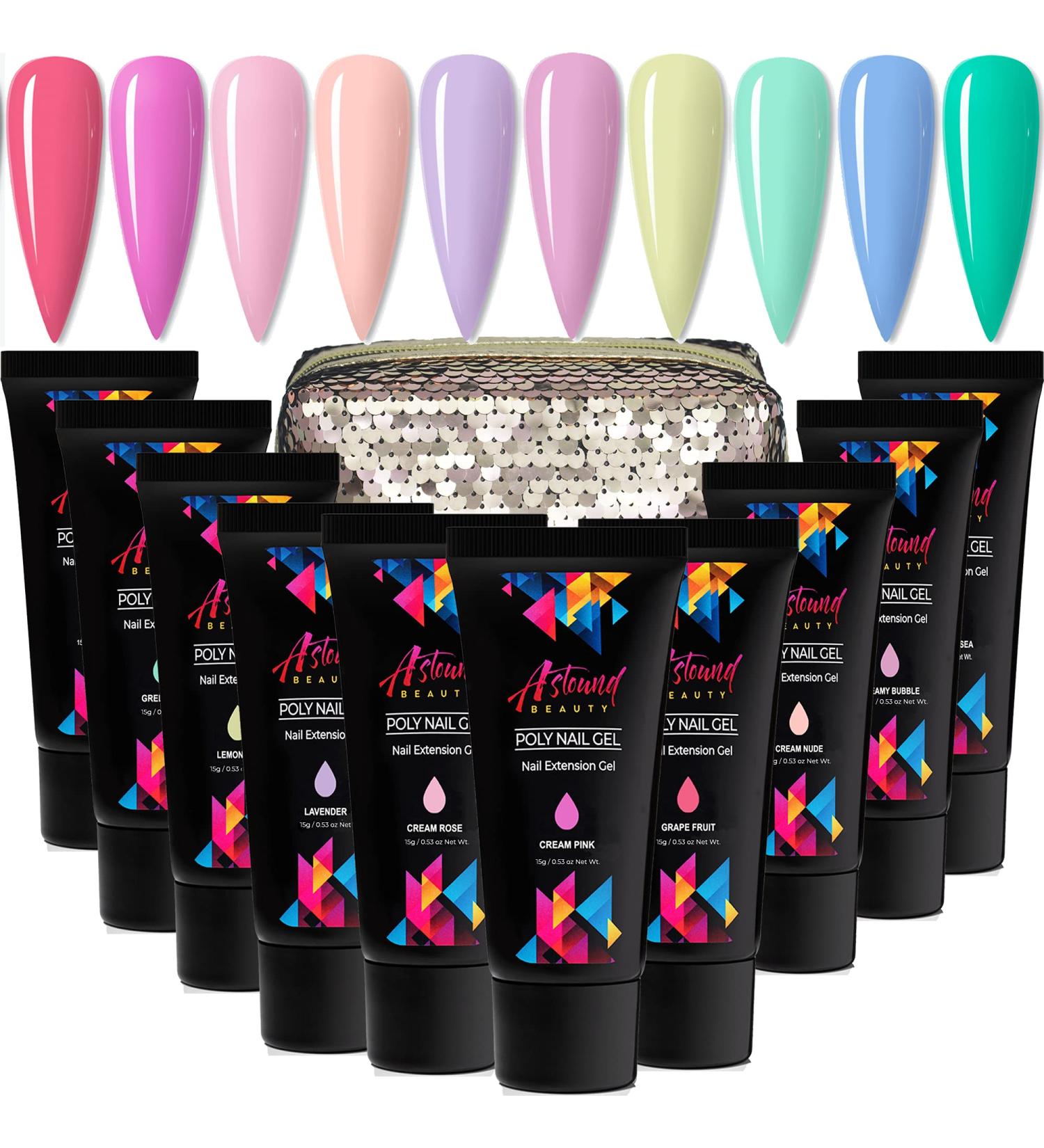 Astound Beauty Poly Nail Gel Kit - 10 Color Cream Gel Set - Buy Online on GoSupps.com