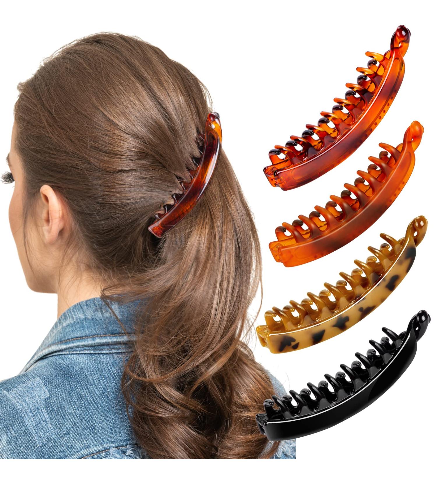 MELLIEX 4-Piece Hair Clips Set for Women | Large Banana Hair Clips in Black Brown & Tortoiseshell - Perfect for Girls & Everyday Use - Buy Online on GoSupps.com
