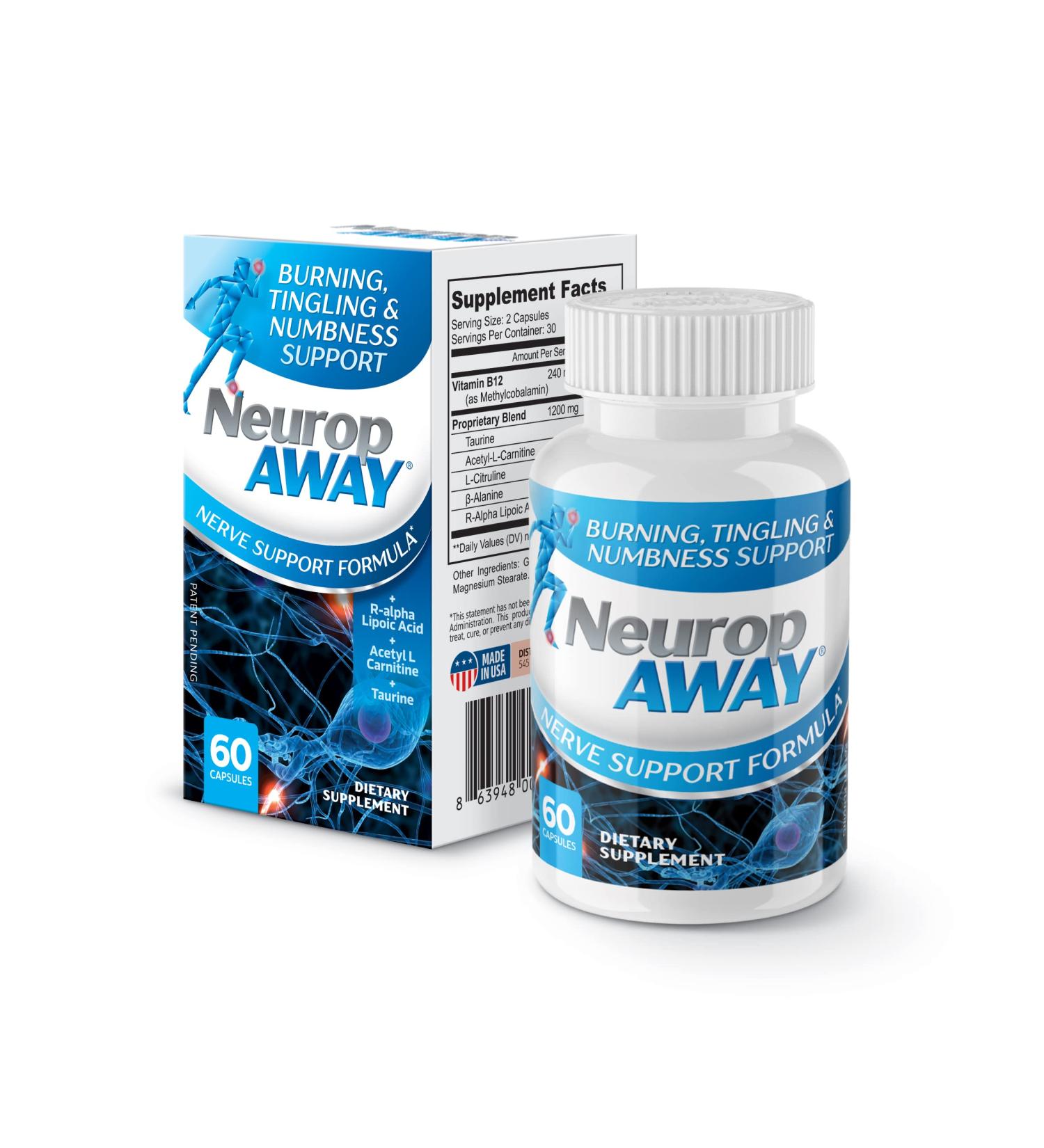 NeuropAWAY Nerve Support Capsules - Clinically Proven Formula for Nerve Discomfort - 60 Count - Buy Online on GoSupps.com
