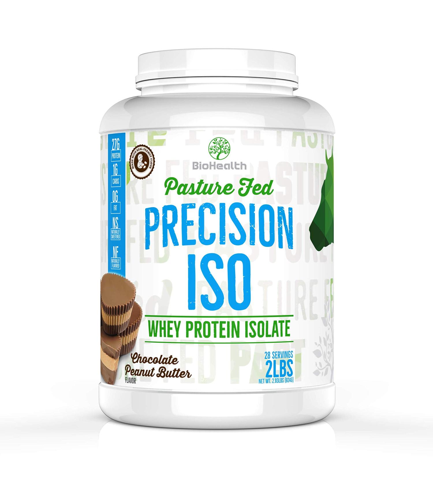 Precision ISO Chocolate Peanut Butter 2lb - 27g Premium Pasture Fed Whey Protein Isolate | Zero Sugar | 28 Servings - Buy Internationally - Buy Online on GoSupps.com