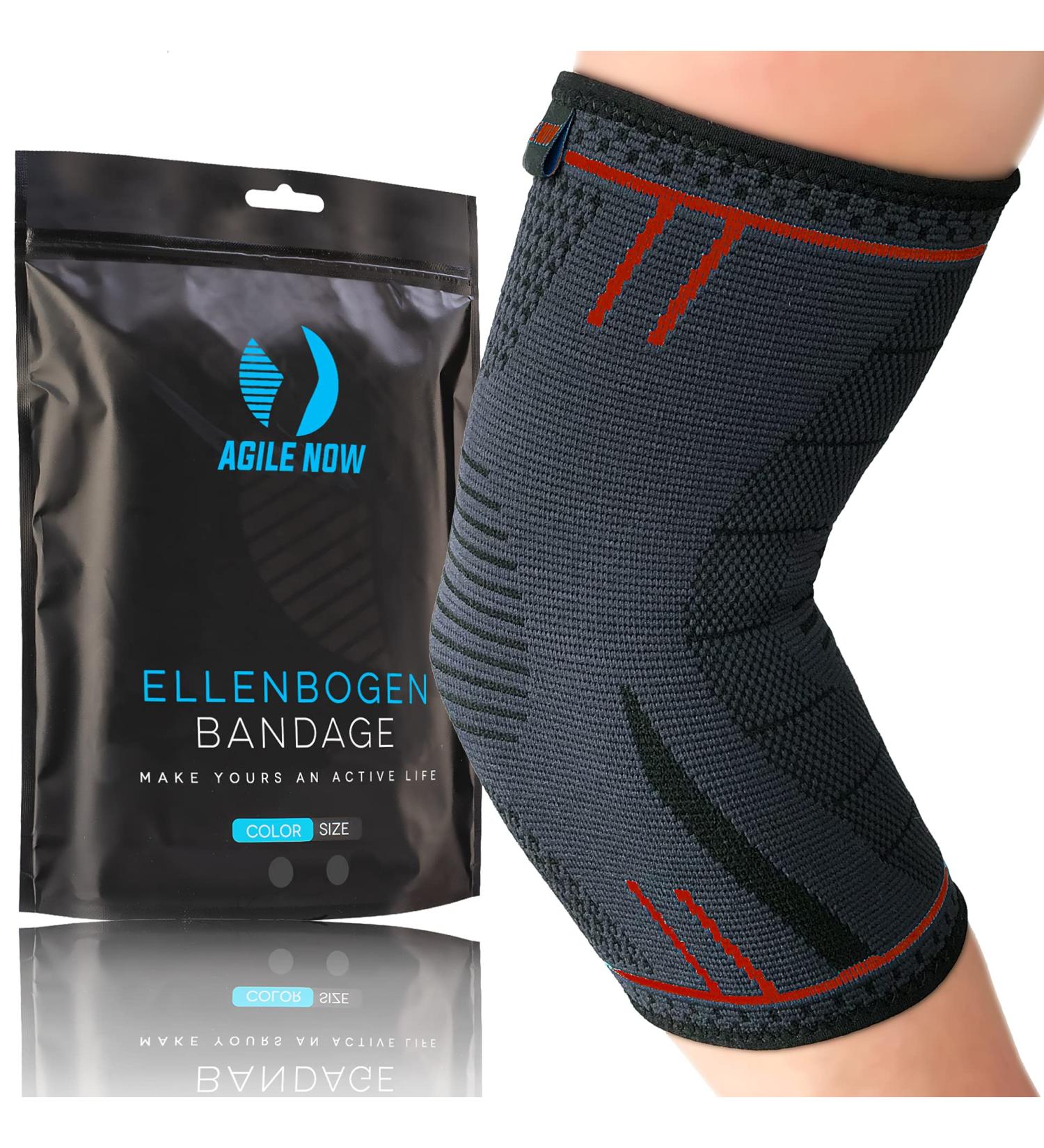 Agile Now Elbow Bandage - Non-Slip Tennis Arm Support for Men & Women | Stabilizes & Protects Joints | Ideal for Sports like Tennis Weightlifting Golf & More - Red - Buy Online on GoSupps.com