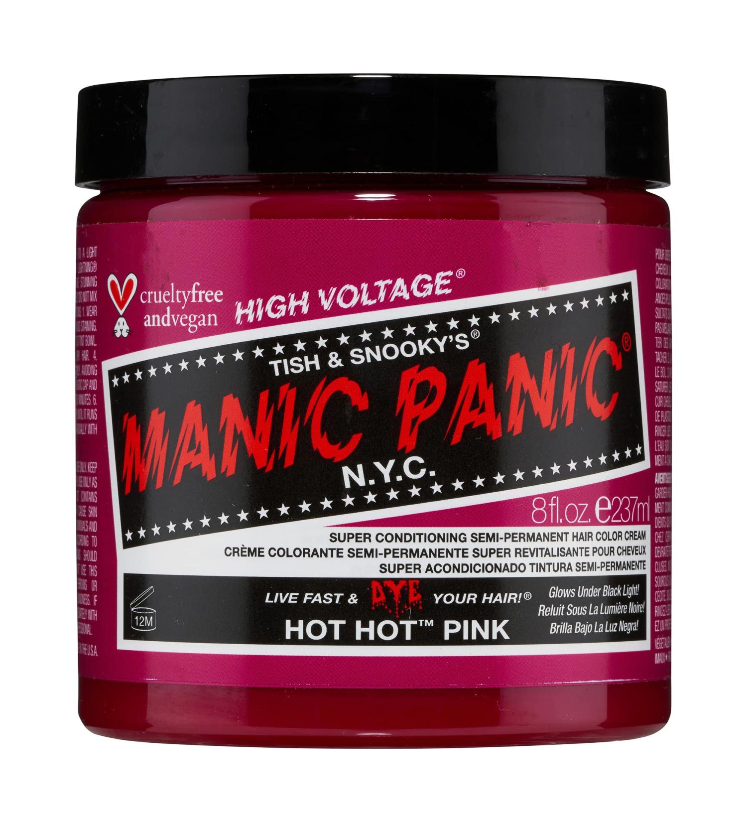 Manic Panic Hot Hot Pink Hair Dye - 8oz Semi-Permanent Color for Light & Dark Hair - Vegan & PPD-Free - Buy Online on GoSupps.com