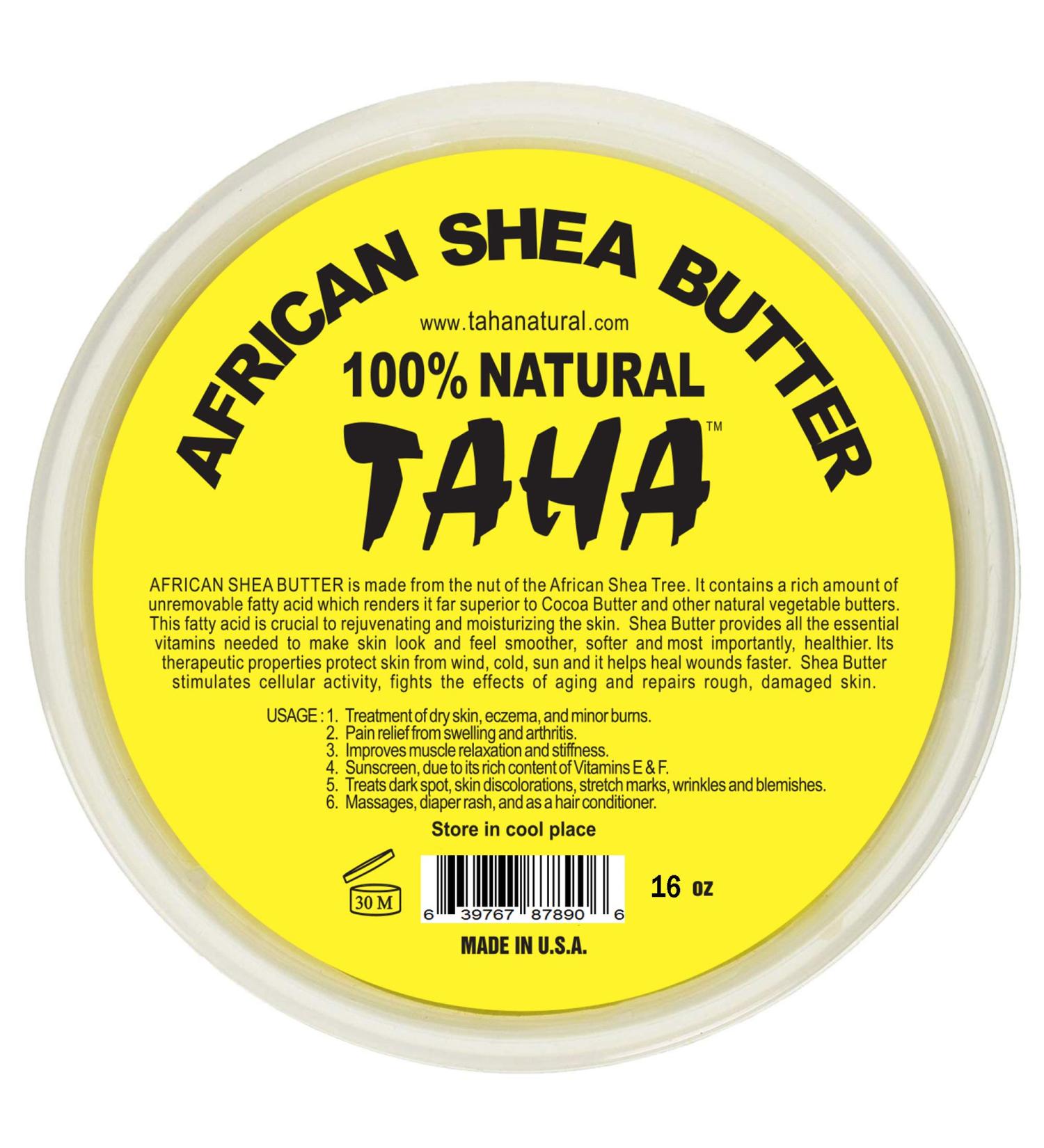 TAHA African Shea Butter Cream 100% Pure Organic Unrefined Raw Gold 16oz for Skin & Stretchmarks - Buy Online on GoSupps.com