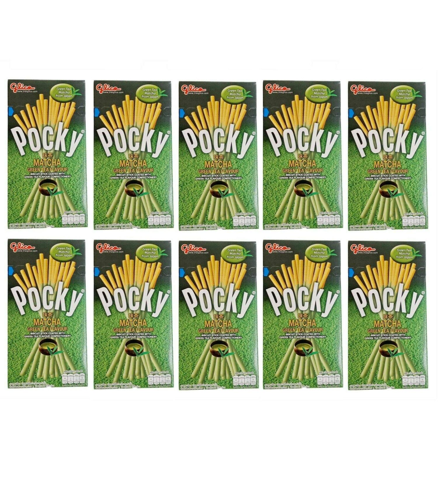 Glico POCKY MATCHA Lot de 10 b tonnets go t th vert biscuits japonais tha . HALAL. Pocky Biscuit Stick Matcha Green Tea 39g x10 (Pack of 10) by Pocky - Buy Online on GoSupps.com