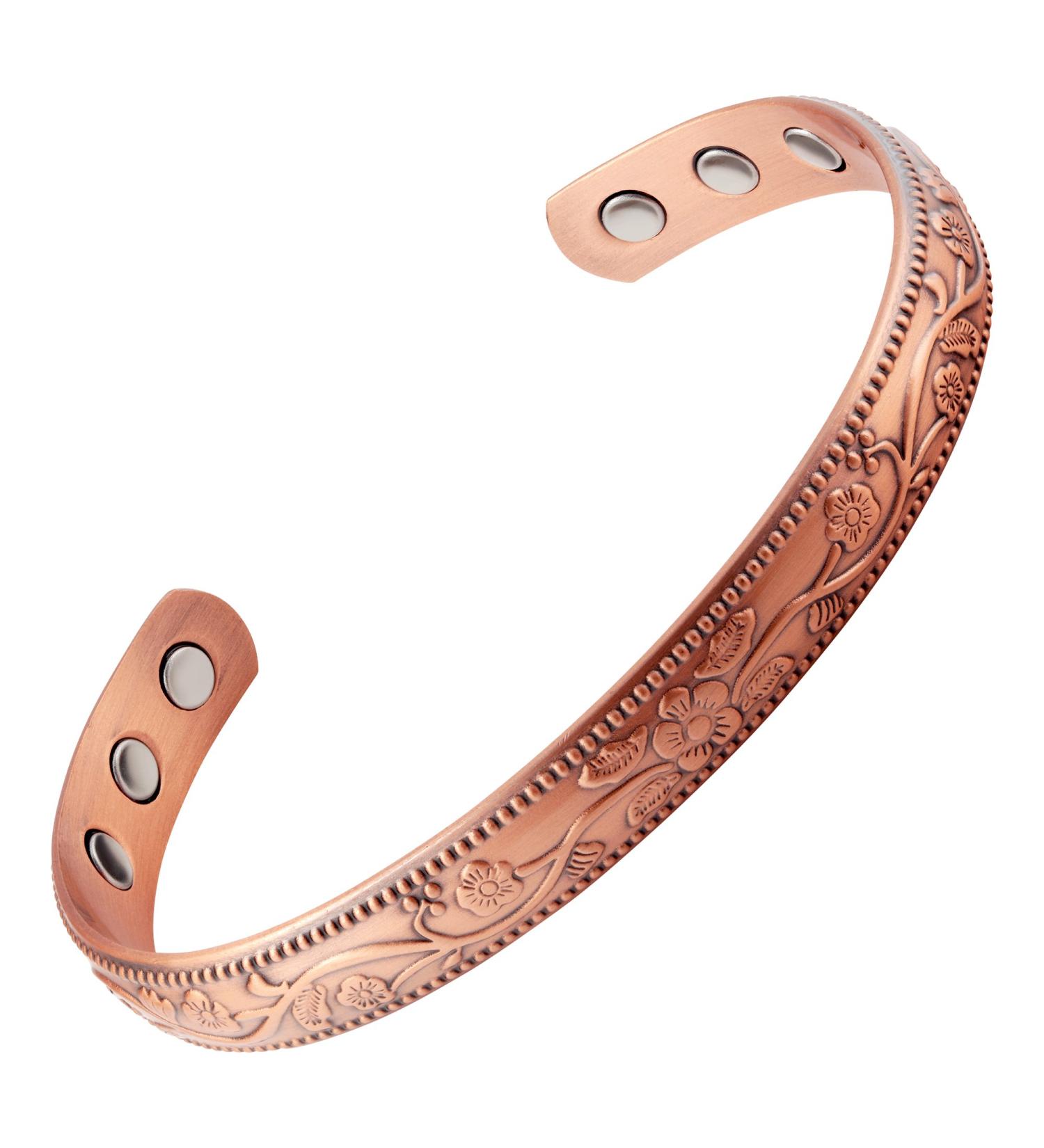 Buy Copper Magnetic Bracelet for Men & Women - 18 000 Gauss Adjustable Bangle for Wrist Size 7.25-8 - Buy Online on GoSupps.com