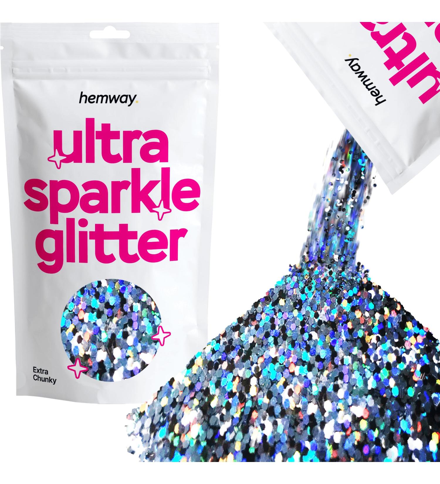 Hemway Extra Chunky Glitter 100g | Cosmetic Safe Gun Metal Grey Holographic - Perfect for Crafting & Makeup - Buy Online on GoSupps.com