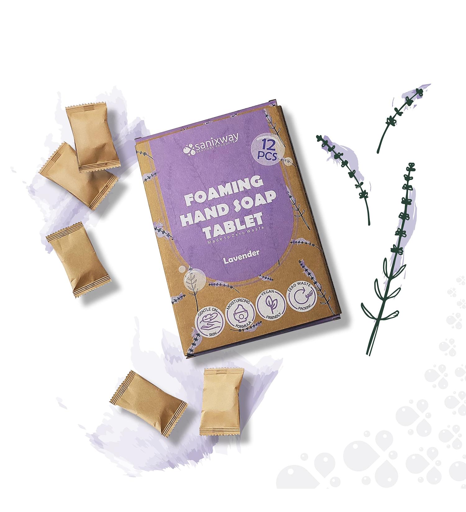 Hand Soap Refill Tablets - Eco-Friendly Zero Waste Packaging - 96 oz Foaming Soap - Lavender Scent - Moisturizing & Cleansing - 12 Pack for Easy Storage - Buy Online on GoSupps.com