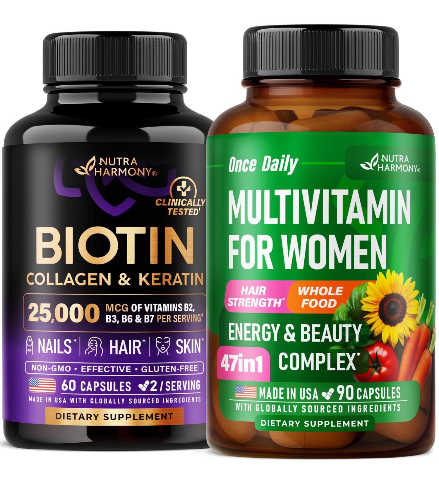 NUTRAHARMONY Biotin Collagen Keratin & Multivitamins for Women Capsules