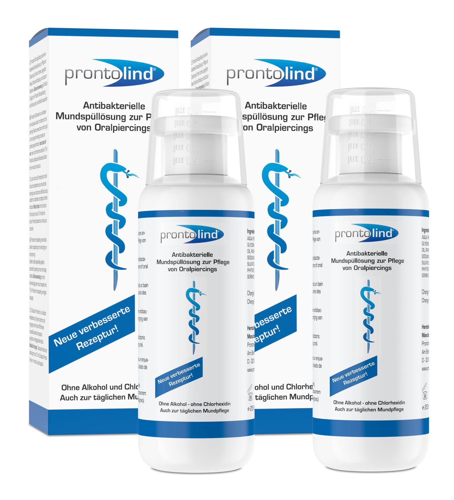 Double Pack Prontolind Mouthwash 250ml | Ideal for Oral Piercings - Fast International Shipping - Buy Online on GoSupps.com