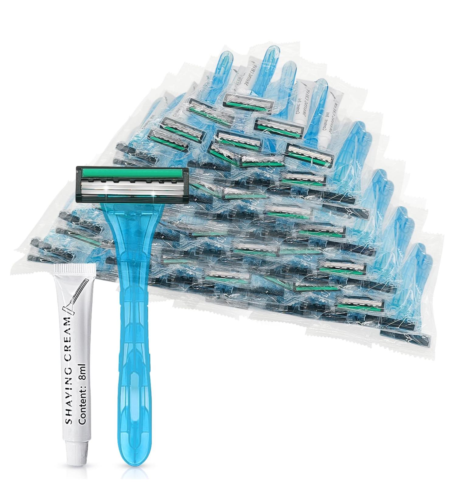 Buy 50 Pack Kheoxusa 3 Blade Disposable Razors - Individually Wrapped Travel Razors for Hotels Airbnb & More - Buy Online on GoSupps.com