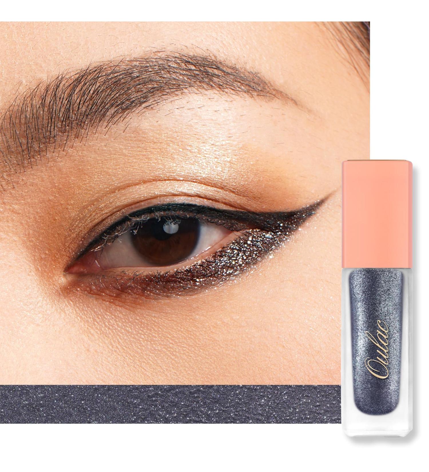 Oulac Liquid Glitter Eyeshadow Black Silver Eyeshaow Shimmer Eyeshadow & Eyeliner with Fine Sparkle Blendable Sparkly Smokey Eye Make-up Crease Resistant Non-Greasy Vegan 5.4g Light Year (12) - Buy Online on GoSupps.com
