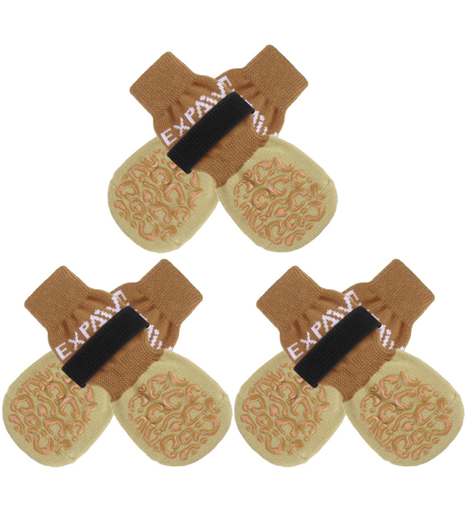 Expavloric Anti-Slip Dog Paw Protection | Adjustable Straps & Better Traction for Wooden Floors | Soft Elastic Fabric - Beige XS - Buy Online on GoSupps.com