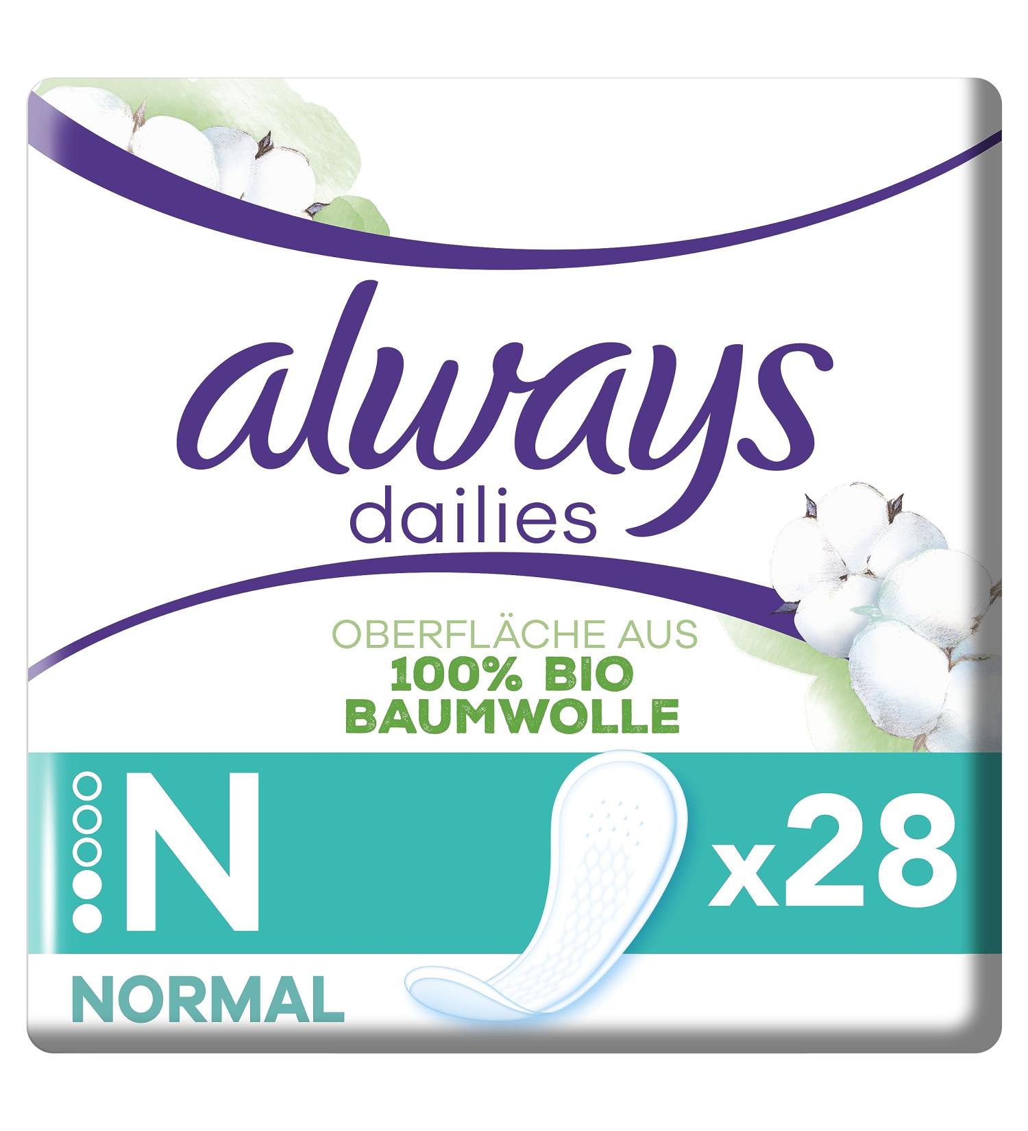 Always Dailies Slip Performance Women - Organic Cotton Protection 28 Bandages for Safe & Comfortable Everyday Use - Buy Online on GoSupps.com