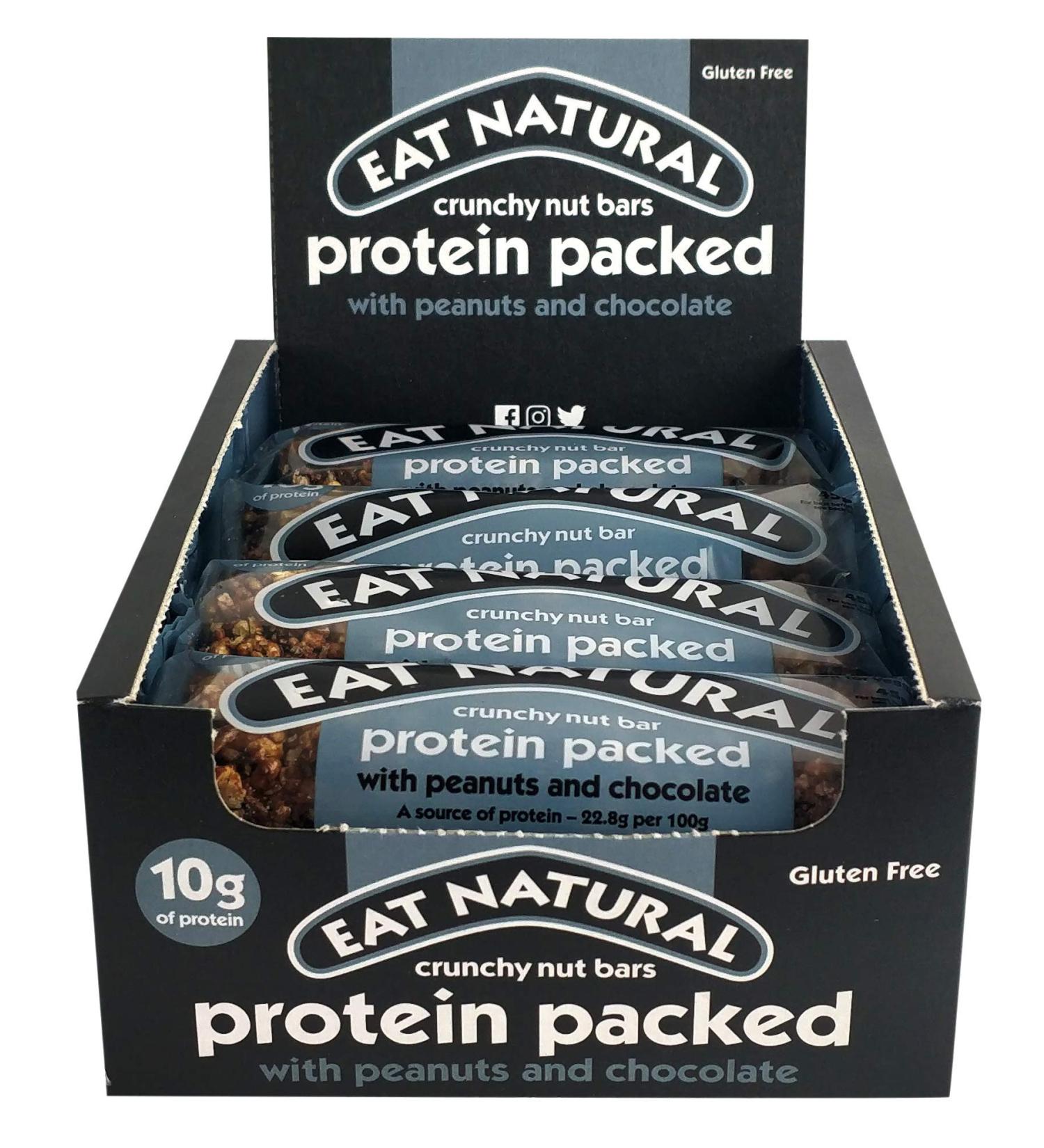 Eat Natural 12 Pack Crunchy Nut Bars with Peanuts and Chocolate 45g - Buy Online on GoSupps.com