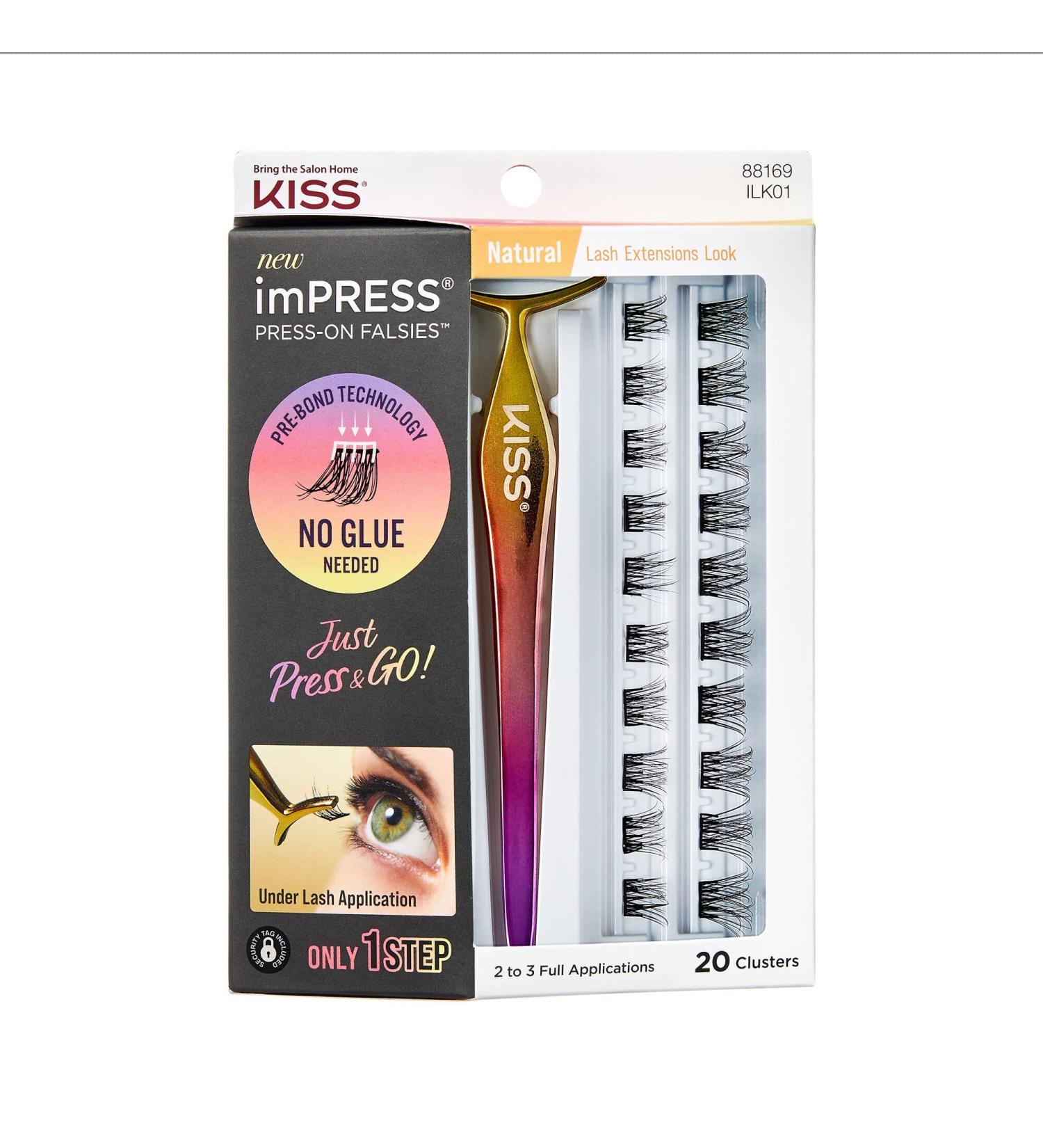 KISS imPRESS Press-On Falsies Eyelash Clusters Kit - Natural Black, Fuss-Free with Invisible Band - 24 Hours Flawless Wear, No Damage or Sticky Residue - Quick & Easy Application for Gorgeous Look - Buy Online on GoSupps.com