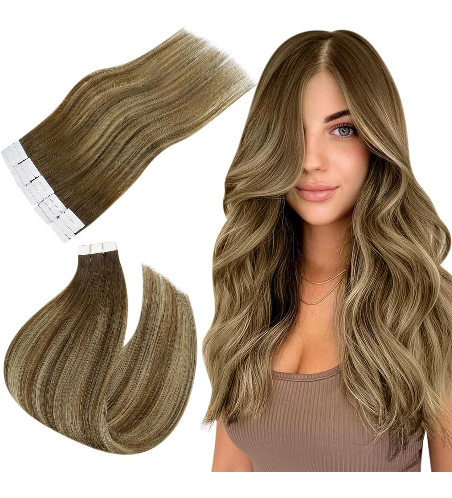 Easyouth Real Tape in Human Hair Extensions Ombre Medium Brown to Honey Blonde 16 Inch 40g 20Pcs - Buy Online on GoSupps.com
