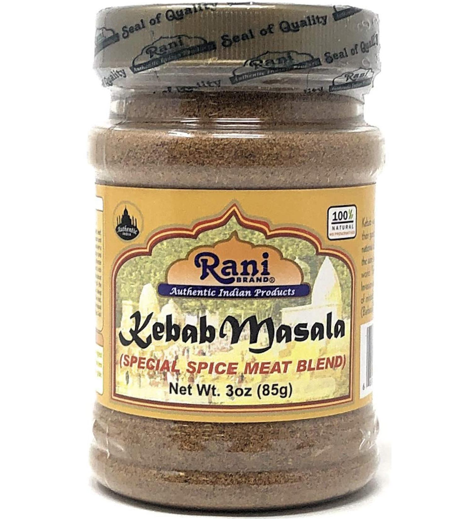 Rani Kebab Masala Spice Blend 3oz PET Jar - All Natural, Vegan, Gluten-Friendly, Non-GMO Indian Origin Powder - Salt-Free Seasoning for Meat Dishes - Buy Online on GoSupps.com