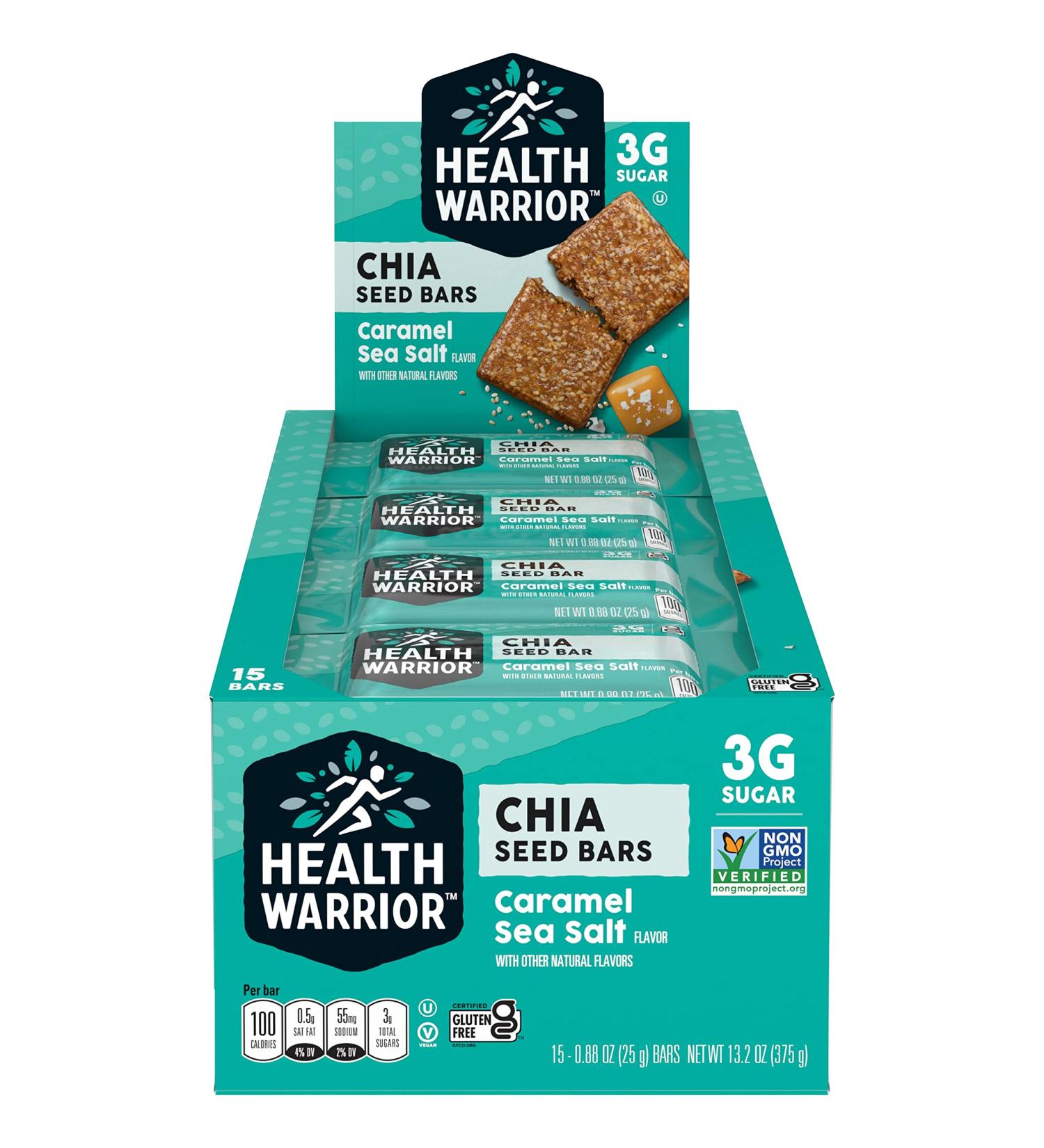 Health Warrior Chia Bars - Caramel Sea Salt Flavor - Pack of 15 Bars - Buy Online on GoSupps.com