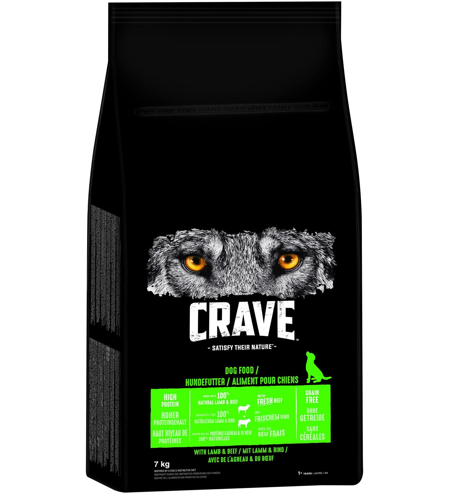 Crave Adult Dry Dog Food with Lamb & Beef 7kg | Premium Grain-Free High Protein 100% Natural Ingredients - Buy Online on GoSupps.com
