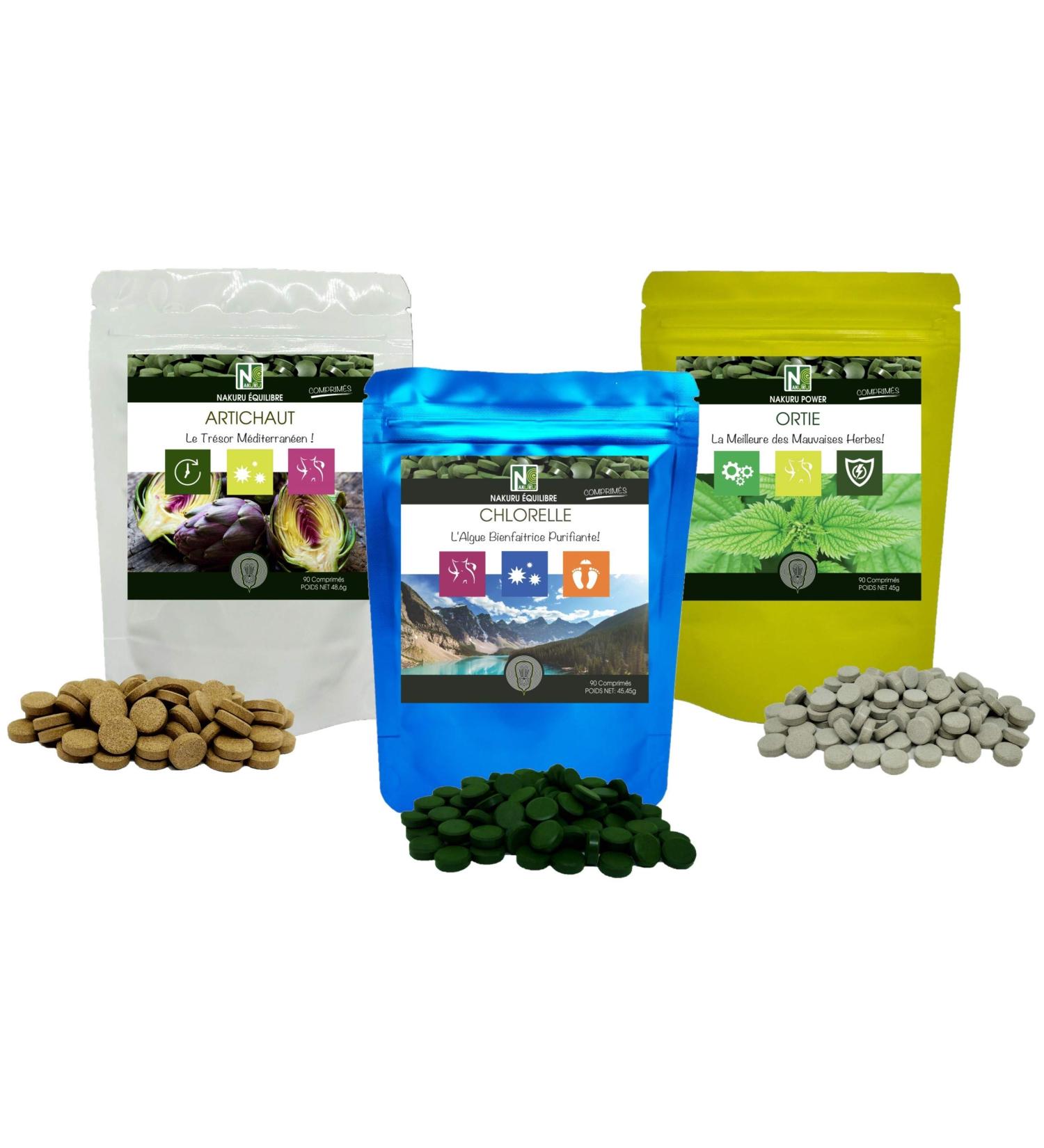 Detox Pack NAKURU | Chlorella 90 tabs | Nettle 90cps | Artichoke 90cps | Analyzed and Packaged in France | Naturally Detoxify Your Body!  - Buy Online on GoSupps.com