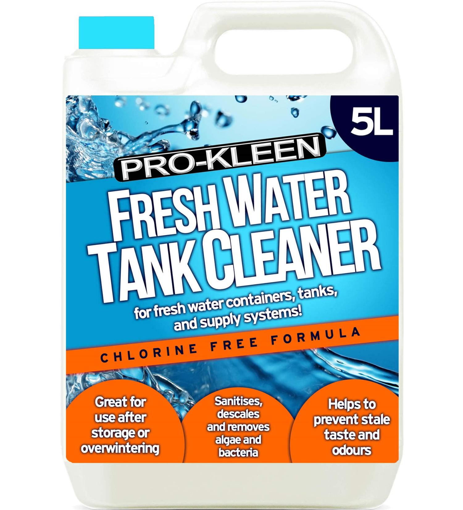 Pro-Kleen Fresh Water Tank Cleaner (5 Litres) - Sanitises Descales Removes Algae & Bacteria - Prevents Stale Taste & Odours Single - Buy Online on GoSupps.com