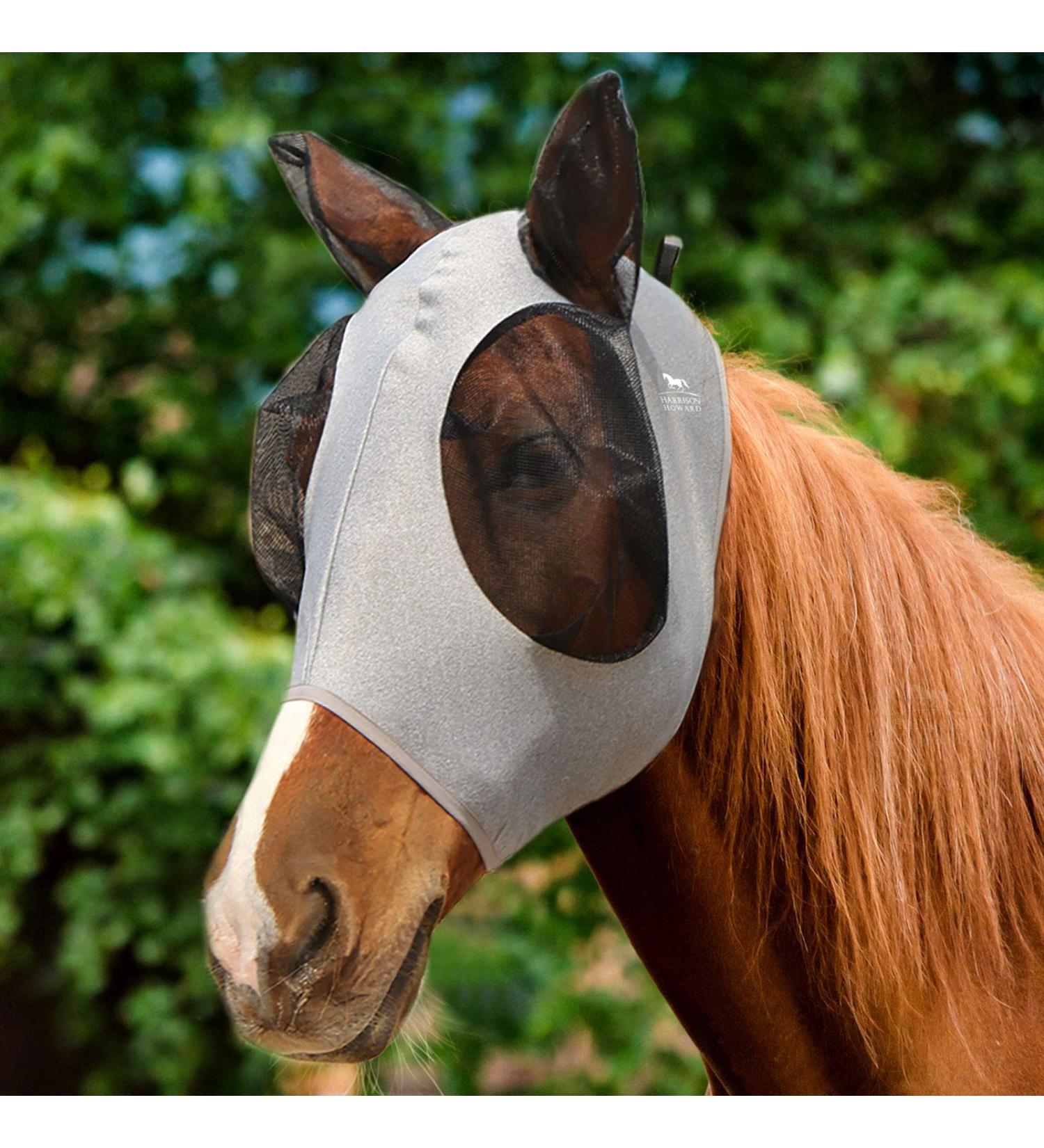 Harrison Howard Super Comfort Stretchy Fly Mask - UV Protection Large Eye Space Breathable Gray - X-Large - Buy Online on GoSupps.com