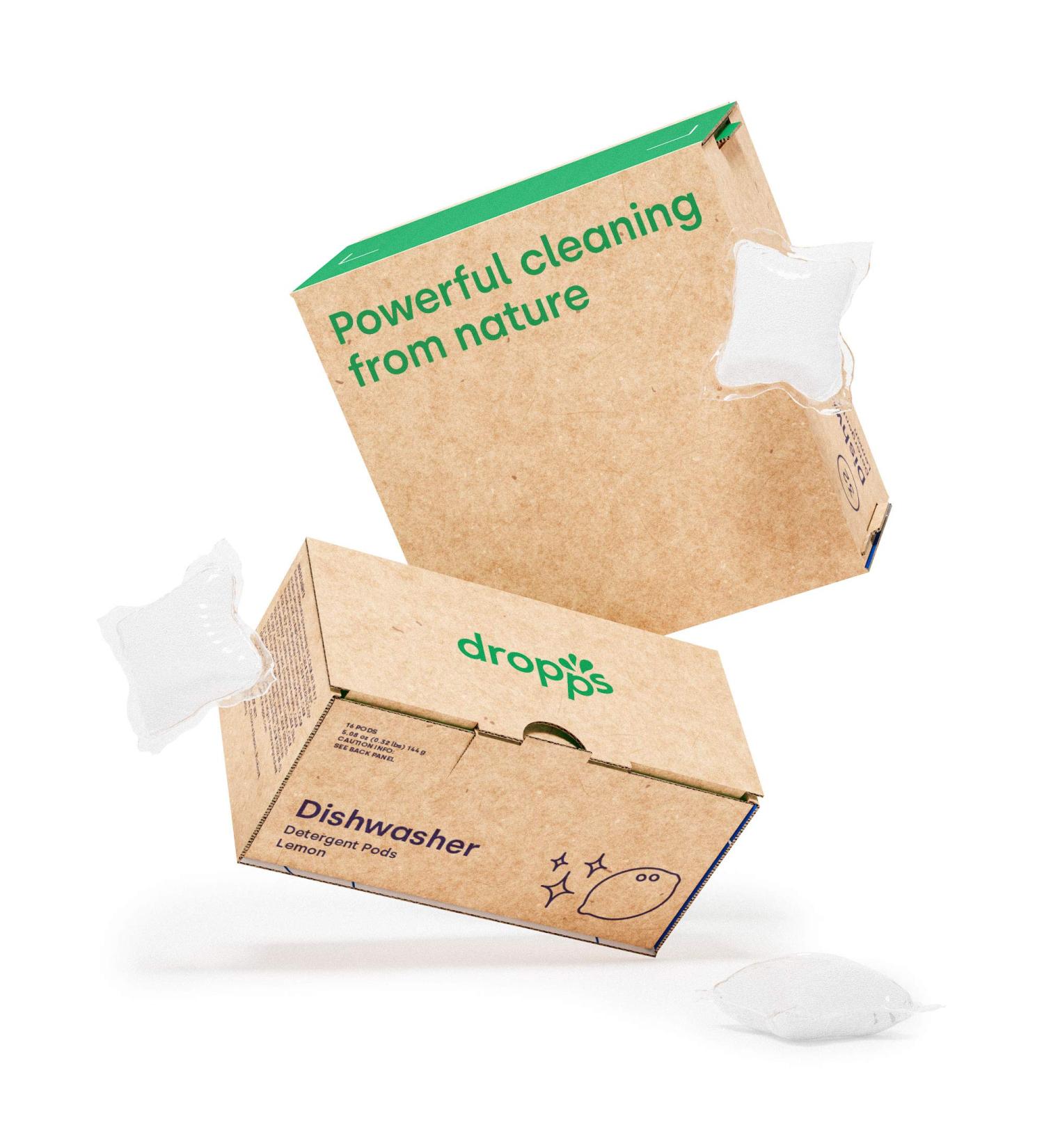 Dropps Lemon Dishwasher Detergent Pods - 32 Count | Sparkling Clean Dishes | Removes Baked-On Food | Natural Ingredients | Low Waste Packaging - Buy Online on GoSupps.com