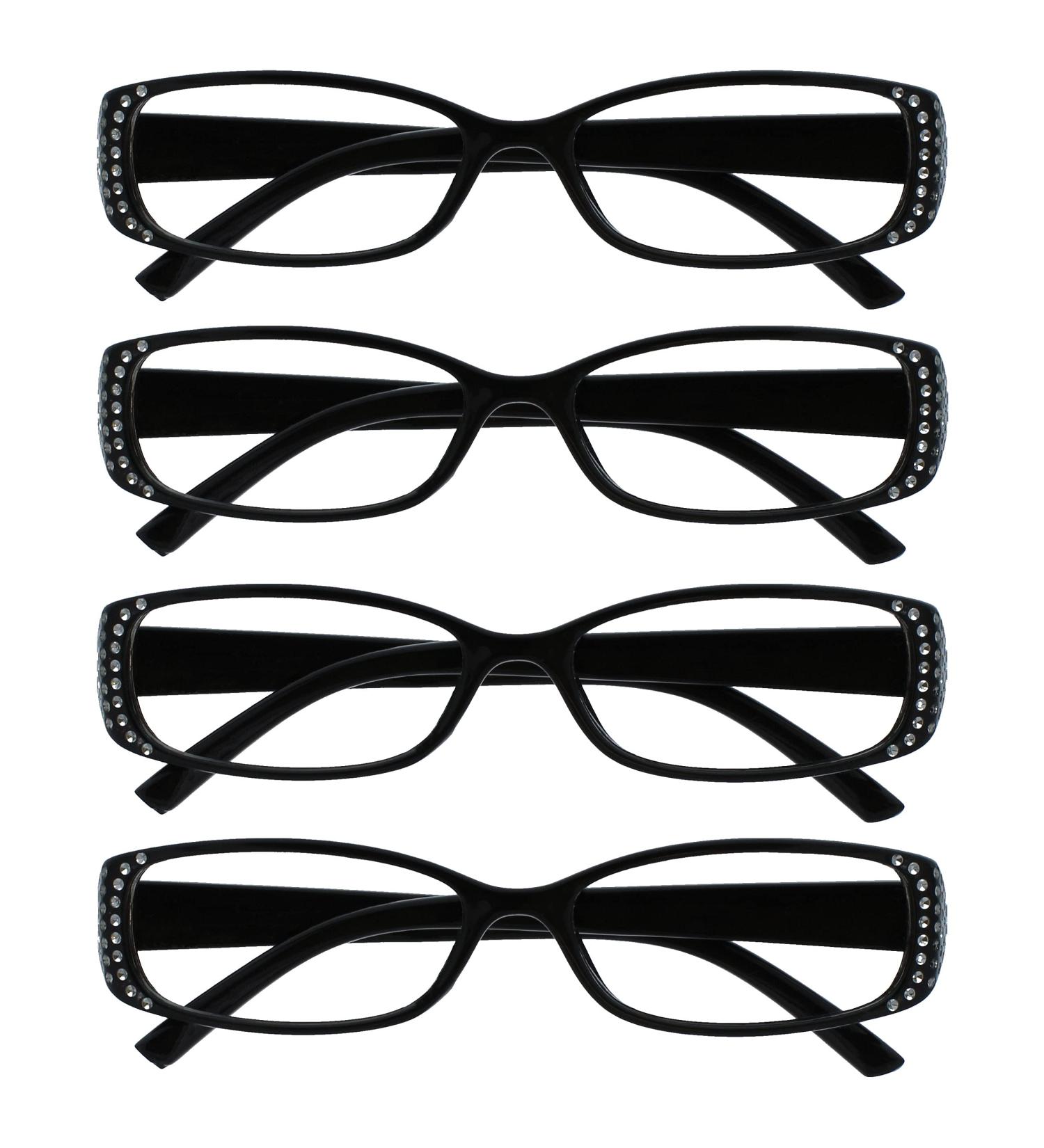 Buy Designer Black Diamond Reading Glasses - UV Protection 4-Pack +2.00 Diopters for Women - Buy Online on GoSupps.com