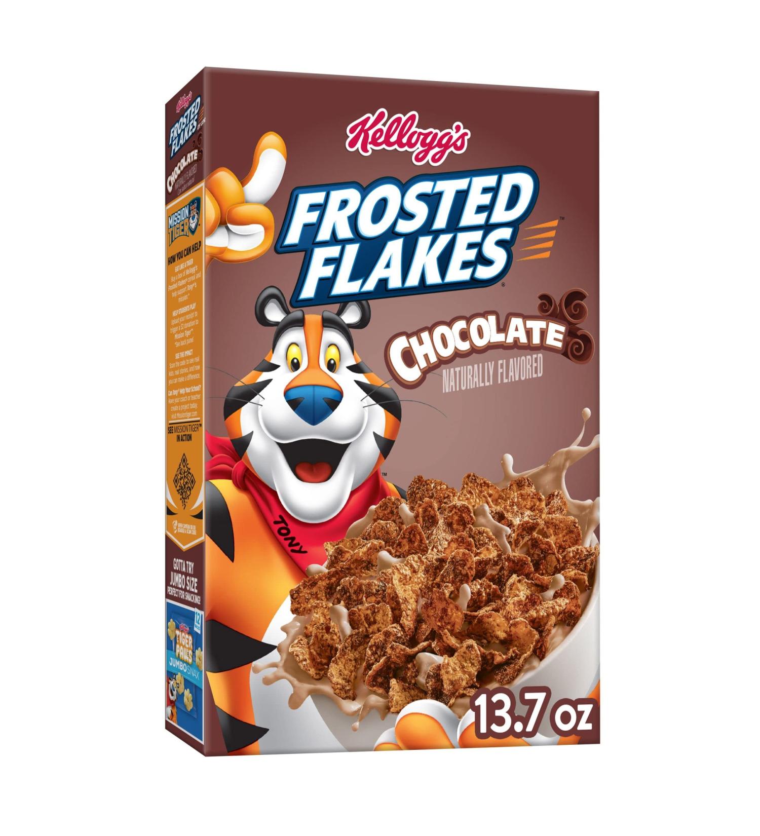 Kellogg's Frosted Flakes Cold Breakfast Cereal  8 Vitamins And Minerals  Kids Snacks  Chocolate  13.7oz Box (1 Box) - Buy Online on GoSupps.com