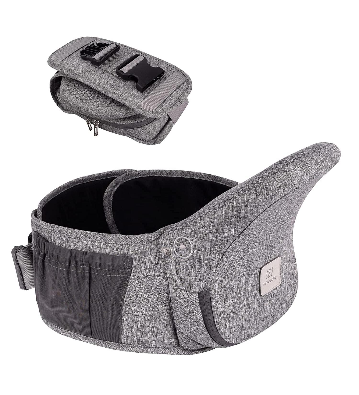Bebamour HipSeat Baby Carrier 0-36 Months | Adjustable 3-in-1 Back Support Waist Stool - New Light Gray | Lightweight & Comfortable for Newborns to Toddlers - Buy Online on GoSupps.com