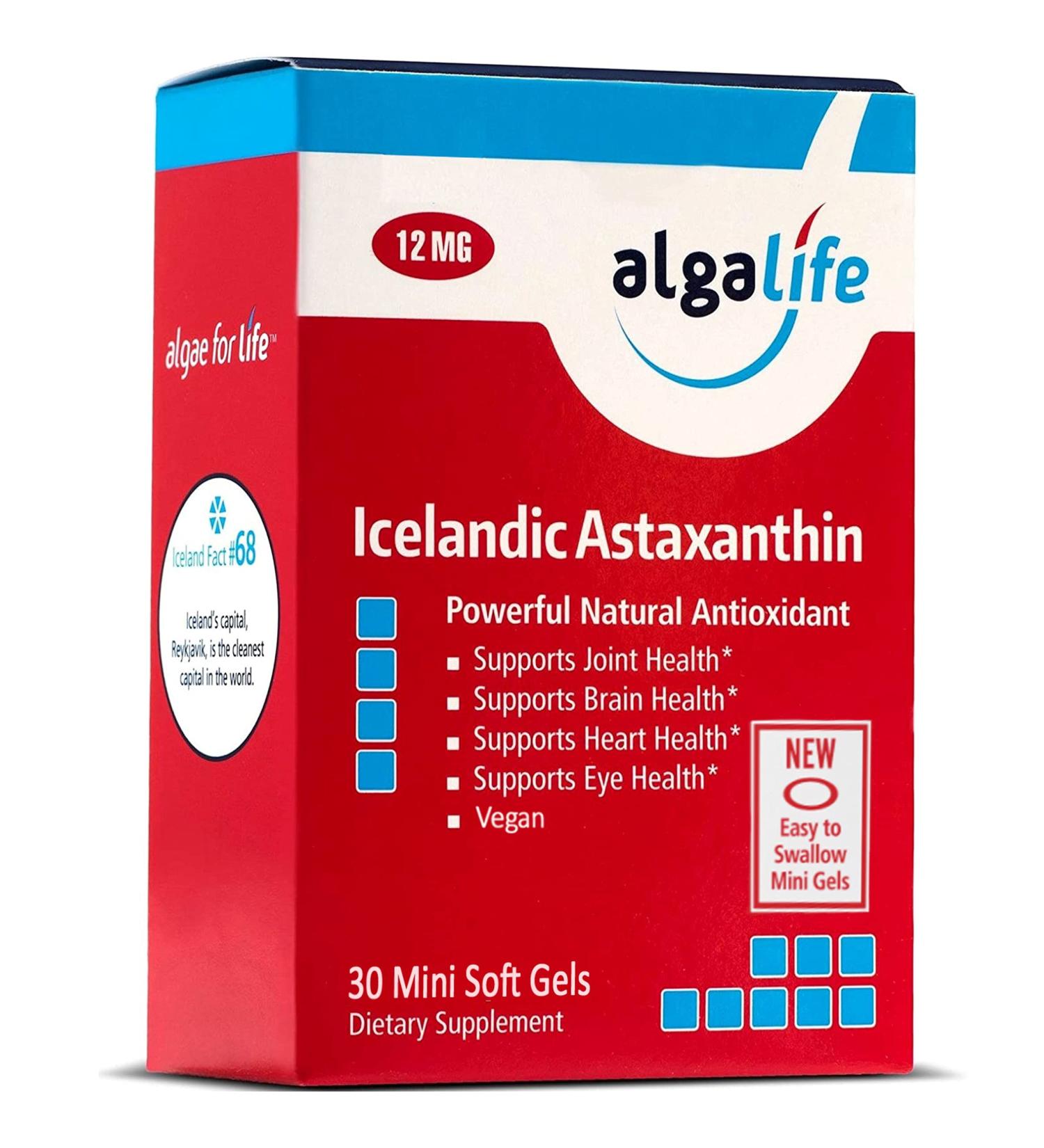 Algalife Pure Astaxanthin 12mg - Joint Pain & Eye Health Support | Natural Icelandic Water | Antioxidant Soft Gels - Buy Online on GoSupps.com
