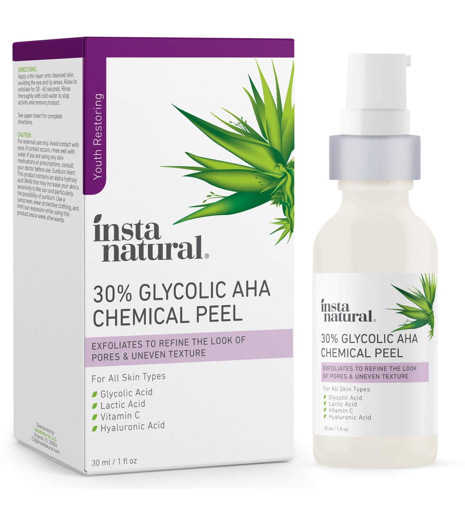InstaNatural 30% Glycolic AHA Chemical Peel 1 fl oz (30 ml)