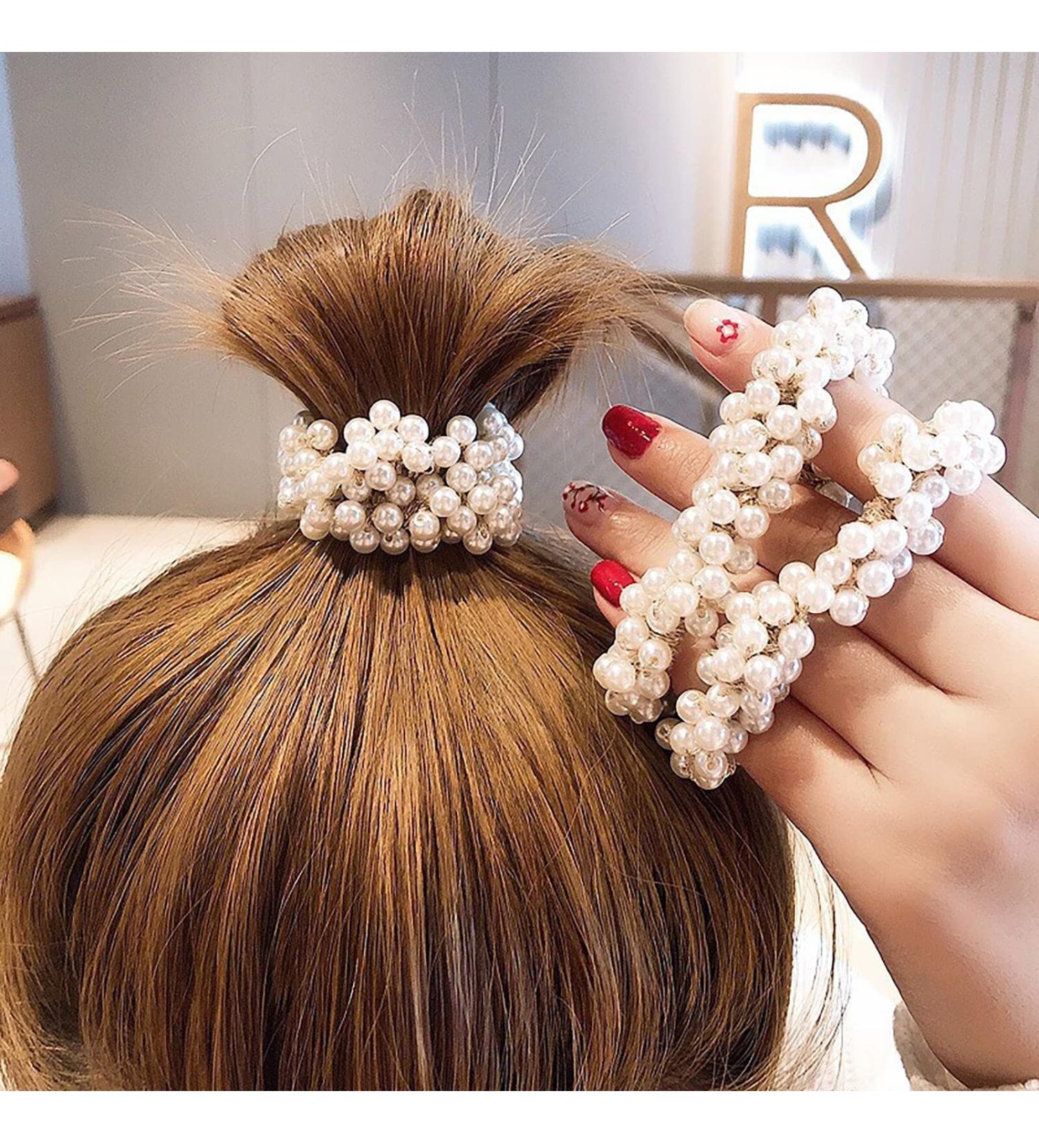 Buy Tseenyi Pearl Rubber Band Rope - Black Loop Pearls Hair Accessories for Women & Girls | Perfect for Weddings Valentine's Day & Christmas Gifts - Buy Online on GoSupps.com