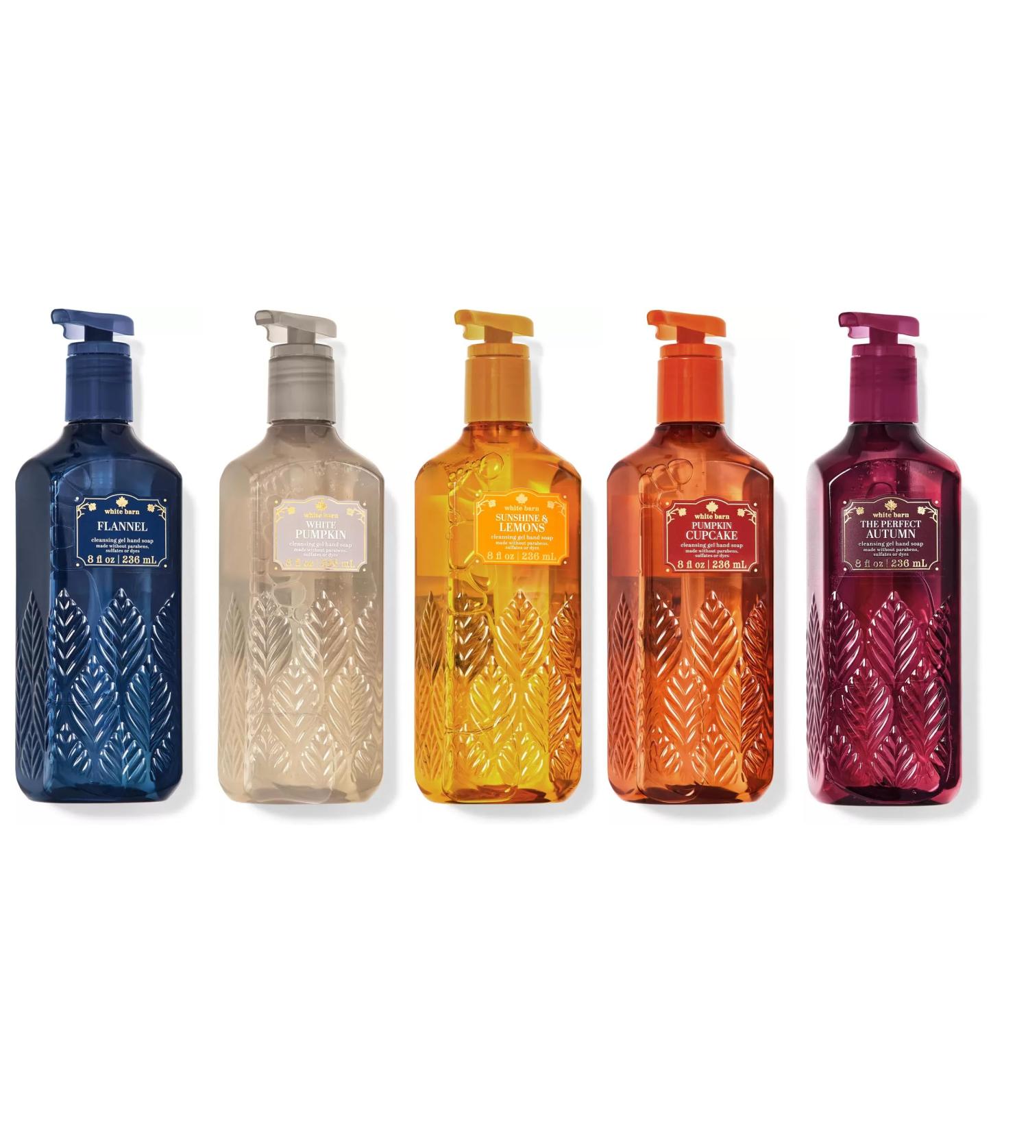 Buy Bath & Body Works Cleansing Gel Hand Soap Set of 5 - Fall Collection | Flannel White Pumpkin Sunshine Lemons Pumpkin Cupcake The Perfect Autumn - 8 oz Each | International Shipping Available - Buy Online on GoSupps.com